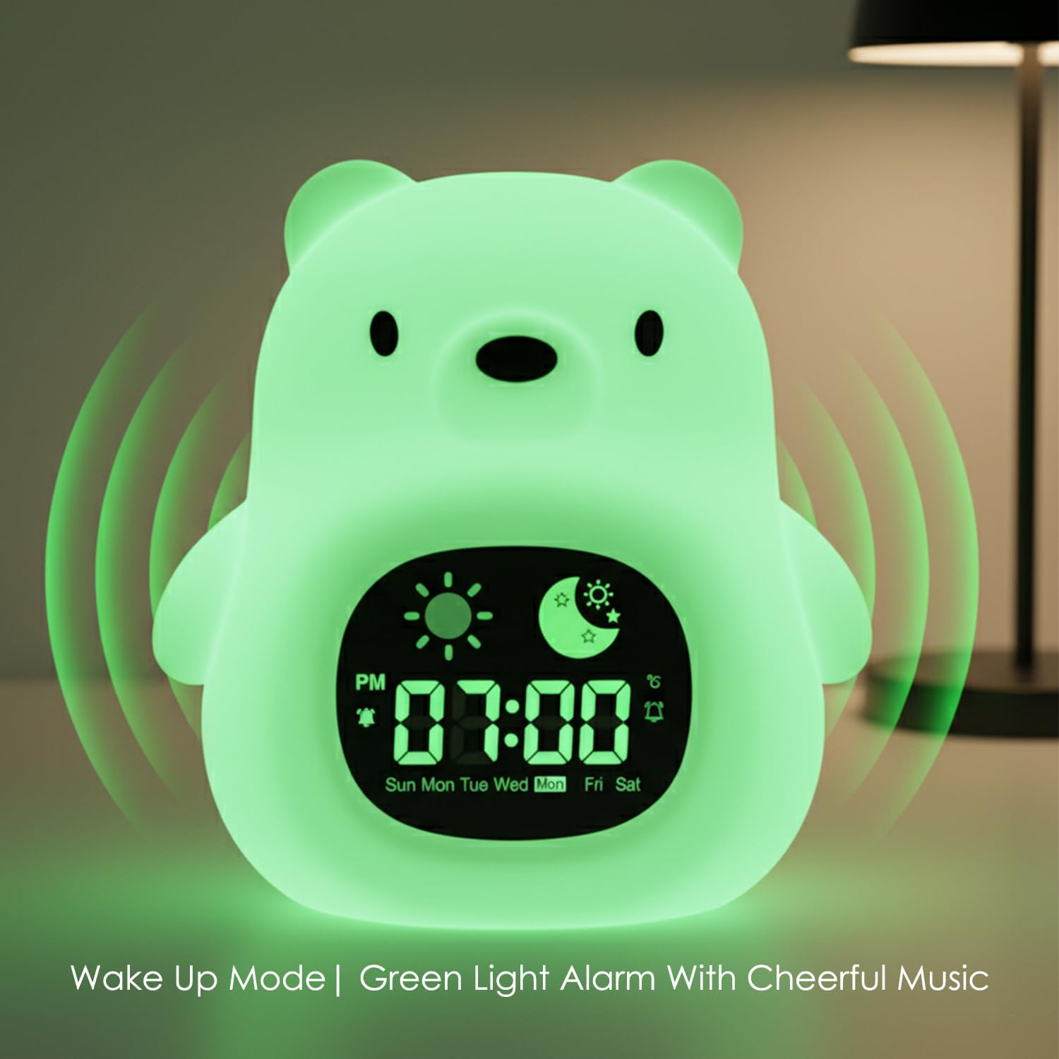 Home.X Cubbi Sleep Trainer Night Light for Kids Gen.2 - Clock Learner Alarm Clock with Wake-Up Light, Sleep Mode, Music & White Noise Soother, Tap Control Colors, Soft Silicone, Rechargeable Sleep Aid image number 6