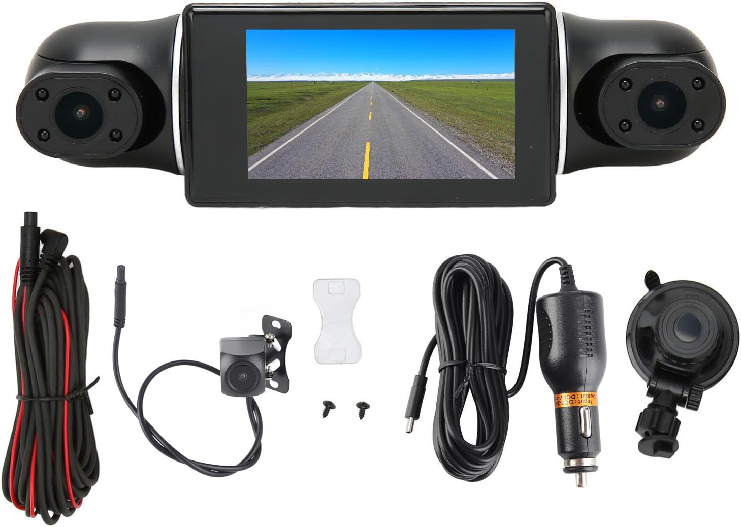 Dash Cam Front and Rear, 4 Channel Camera Car Recorder 3 Inch Display HD 1080P, IR Night Vision 360 Degrees Panoramic for Vehicle image number 6