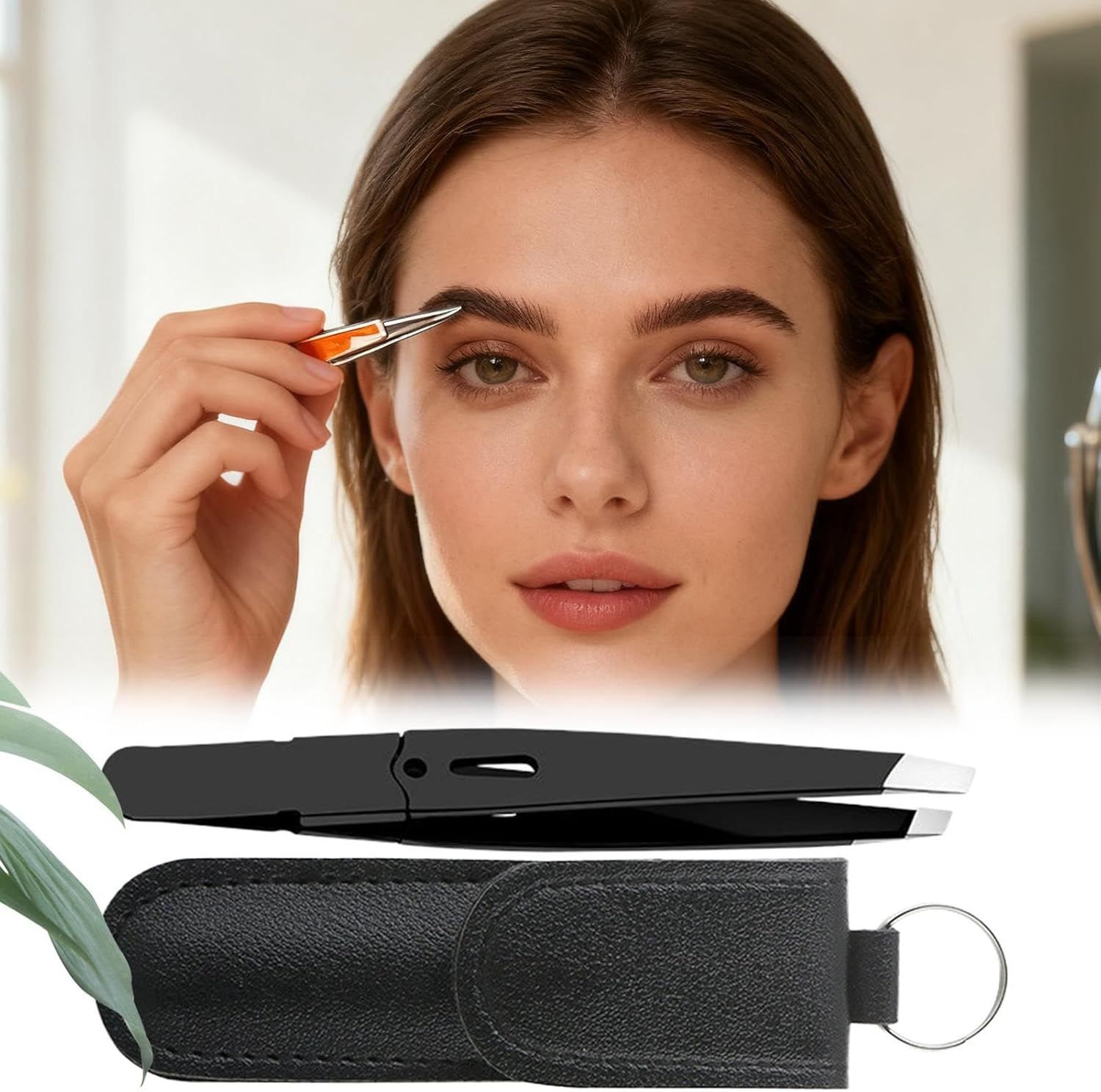 Tweezers for Men | Stainless Steel Facial Hair Grooming Tool | Slanted Brow Plucking Tool - for Chin Lash Face Grooming Plucking Purse Travel Women Men