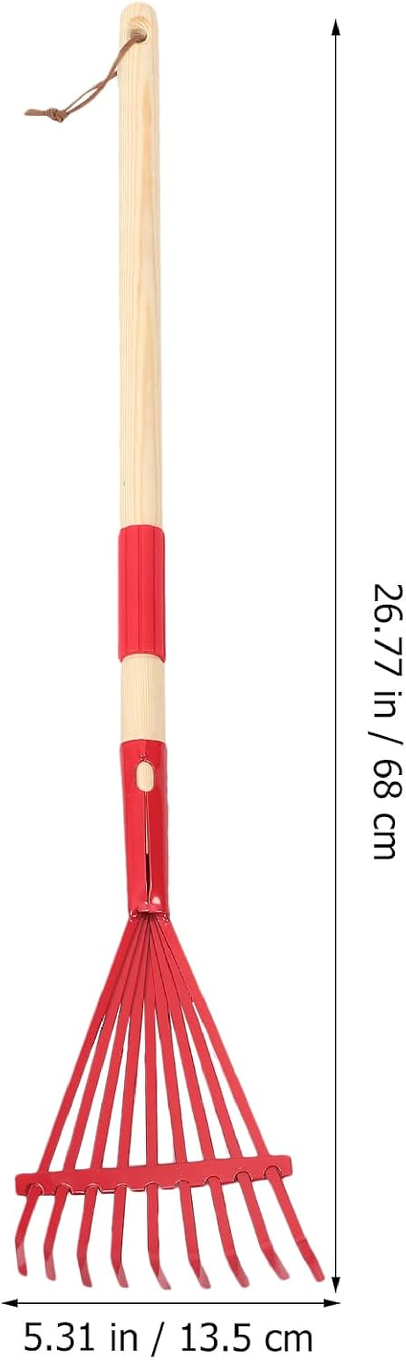 Toddmomy Removable Handle Garden Rake Lightweight Small Lawn Rake Handheld Leaf Cleaning Tool for Kids Outdoor Yard Maintenance image number 6