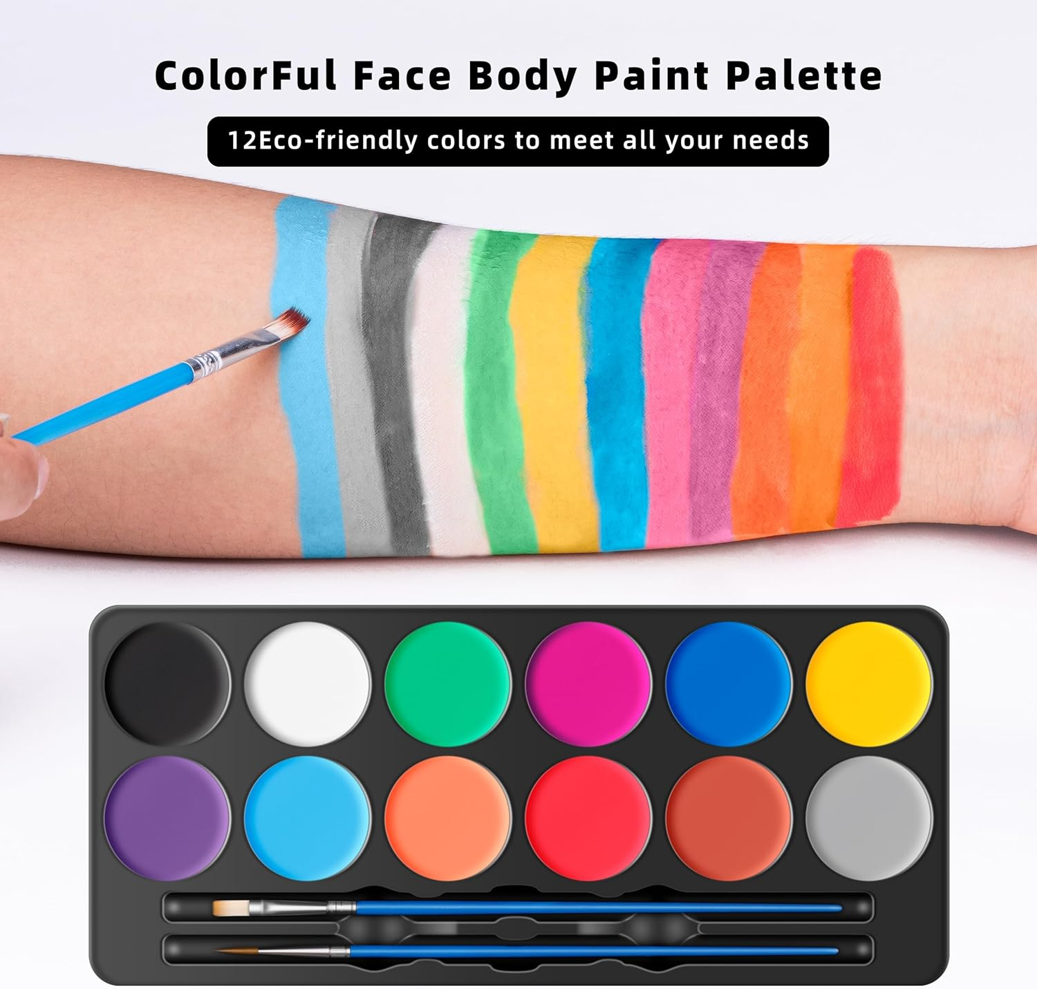 Maydear Face Painting Kit for Kids with 12 Colors Safe and Non-Toxic Large Water Based Face Paint (Matte) image number 1