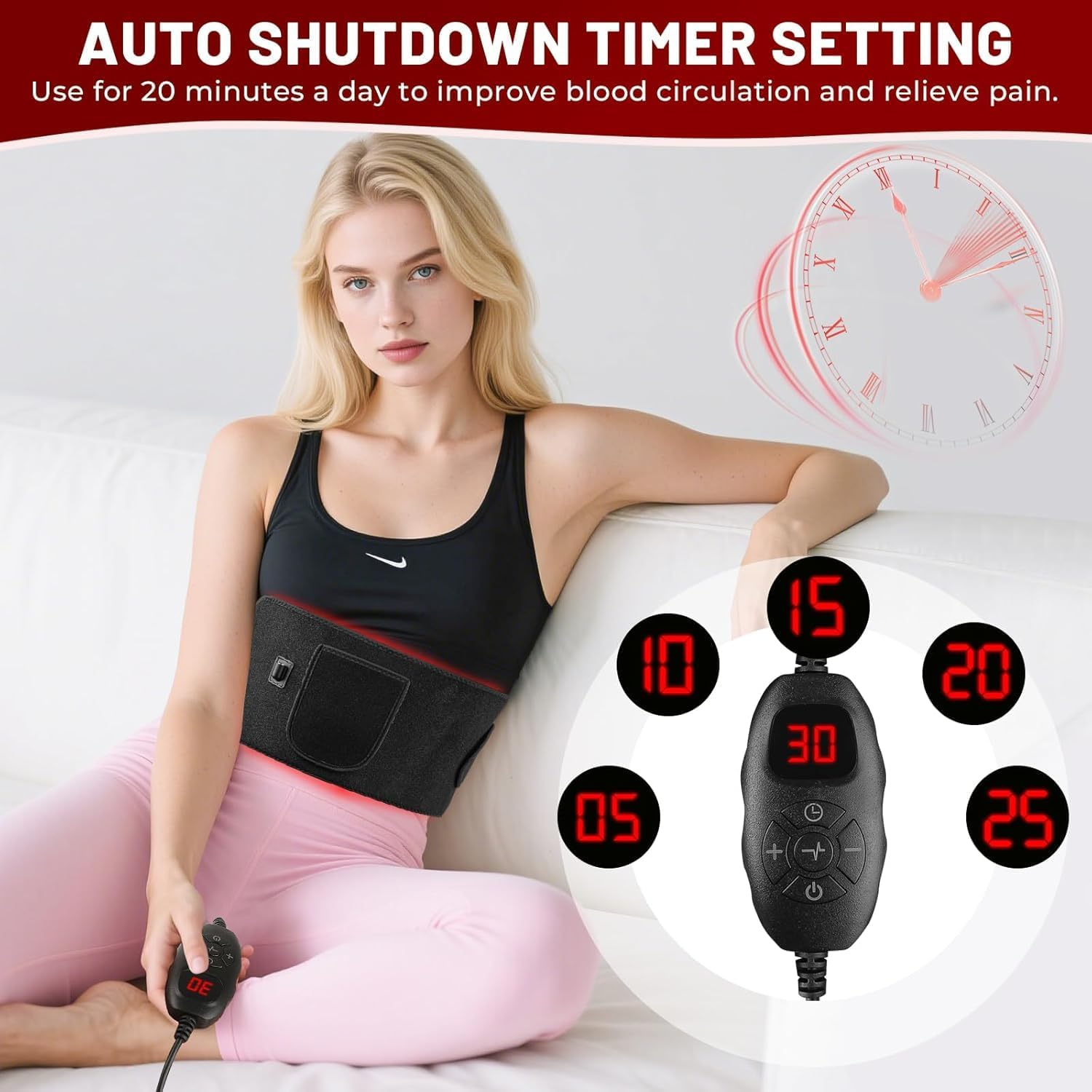 Red Light Therapy Belt for Body - 140 Leds 5 Light Levels with Timer Infrared Light Therapy for Shoulder Waist Muscle, 660Nm Red Light & 850Nm near Infrared & Red Light Therapy for Body