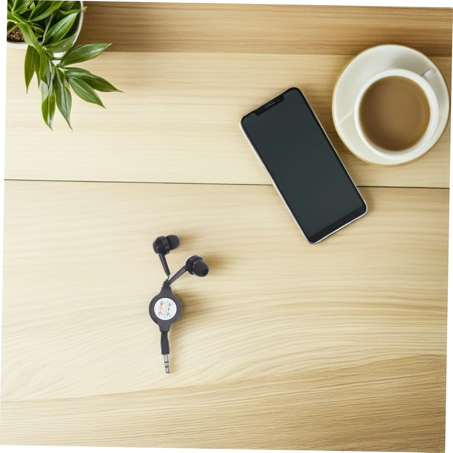 BRIGHTFUFU 2Pcs Retractable In-Ear Wired Headphones with Hifi Sound Black Earbuds with Cable Management Noise-Reducing for Daily Use Travel Sports and Study image number 1