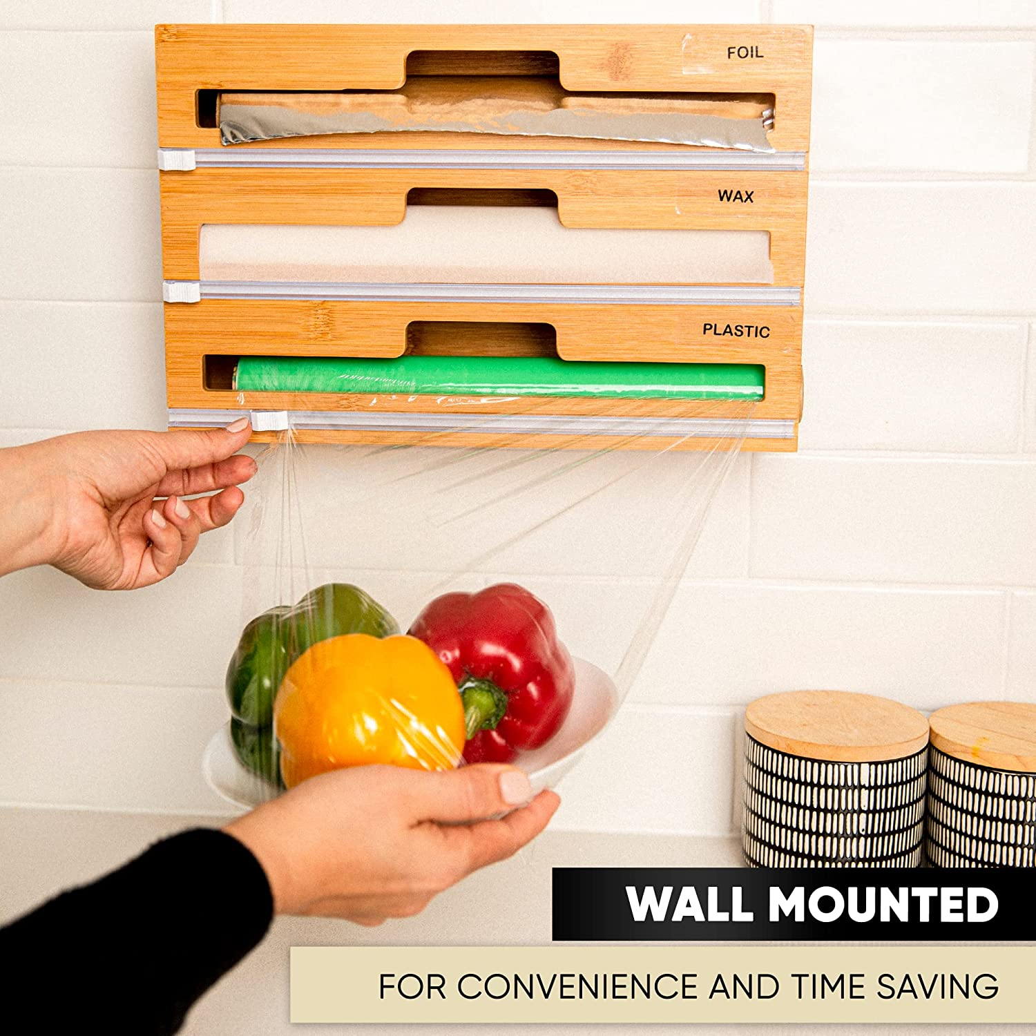 3 in 1 Wrap Dispenser with Cutter &ndash; Glad Wrap and Foil Dispenser Fits 30 Cm Rolls ONLY &ndash; Kitchen Drawer Organiser for Foil and Cling Wrap Compatible with All Brands for Cling Plastic Foil Baking Paper image number 3