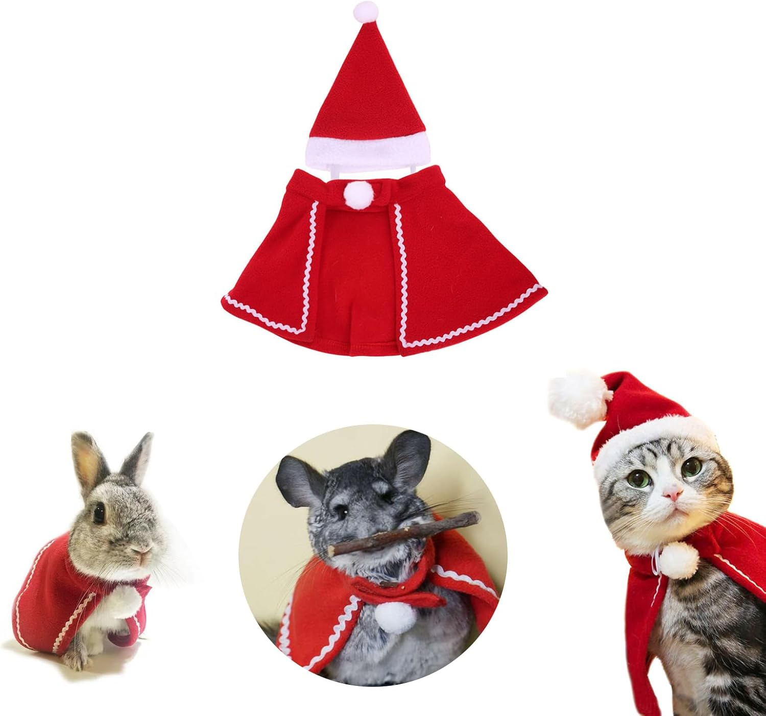2 PCS Hat & Scarf Pet Costumes Christmas Pet Dress up Pet Cosplay Cat and Dog Costumes for Party (L-6) image number 6