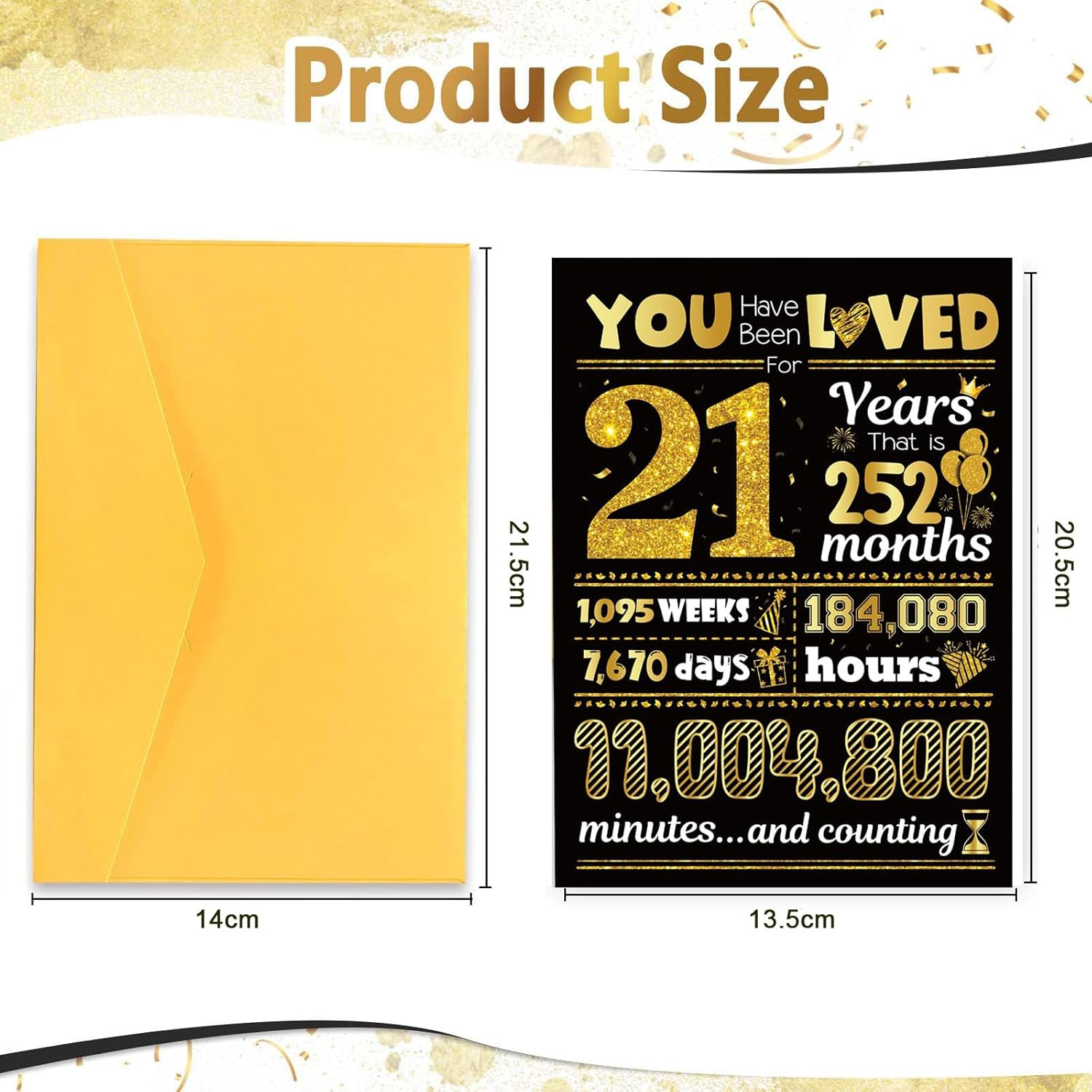 21Th Birthday Card, 21Th Birthday Gifts for Boys Girls, Son Grandson Daughter Grand Daughter, Party Decor Supply Ideas Birthday Gifts for Him or Her - 10Th image number 3