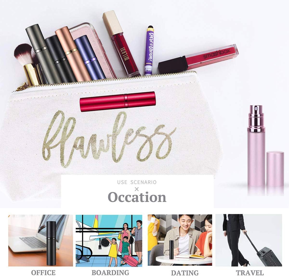 SIXTMOON Perfume Bottle, Asanana Refillable and Leak Proof Empty Perfume Atomizer for Men and Women, 5ML (Jd-Mat Blue) image number 2