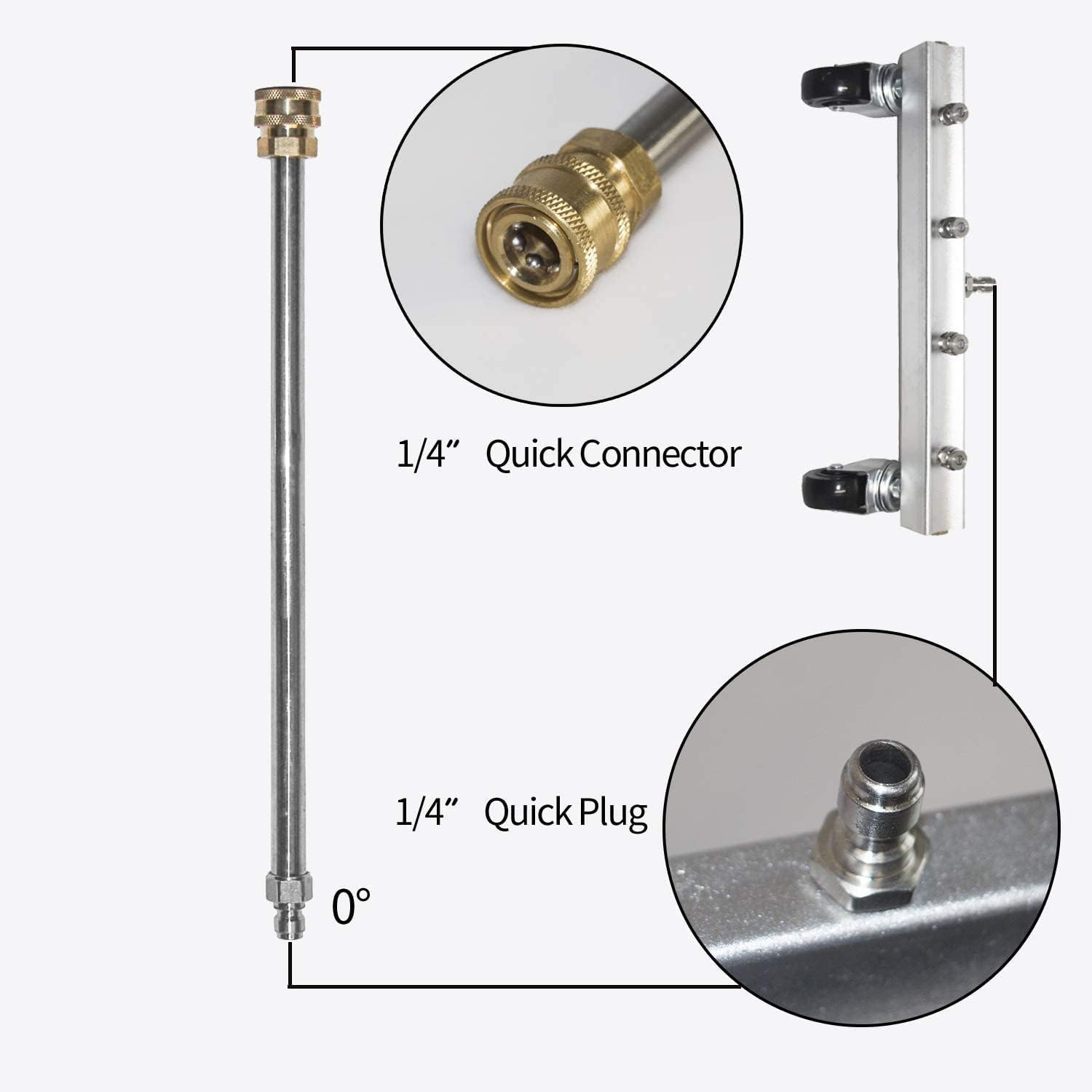 YUET Pressure Washer Undercarriage Cleaner Water Broom, under Car Wash, with Extension 45 Degree Angled Wand, Pressure Washer Accessories Water Spray Cleaning Floor Tool, 4000PSI Wands