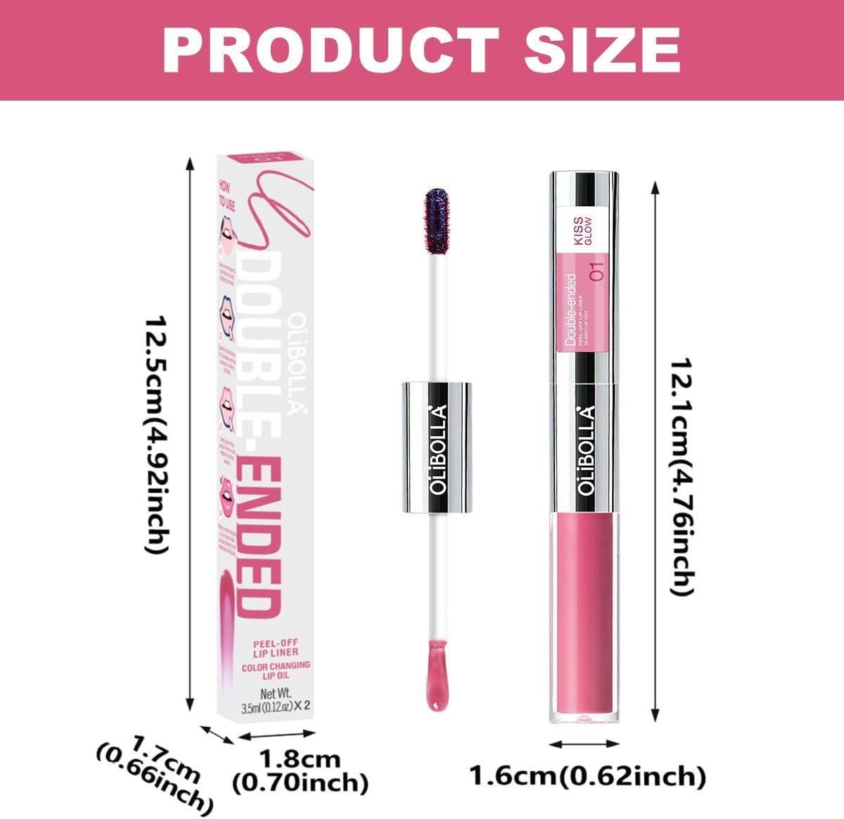 2 in 1 Lip Liner Stain & Lip Gloss Dual-Ended Peel off Lip Tints Stain for Women Girls Makeup Gift,24 Hour Long Lasting Waterproof Detachable Lip Liner Pencil Highly Pigmented Color Finish (01#Berry) image number 4