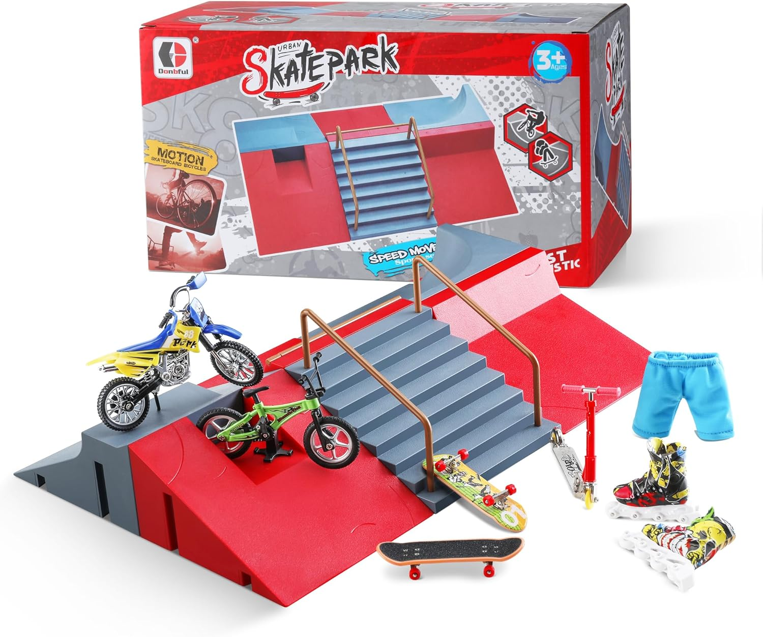 BROKIG Decktoy Finger Skateboard Sets,Fun Fingerboard Skatepark Kit Mini Finger Boards - Finger Training Toys for Kids Boys Gifts or Adult Party Toys (HB-003) image number 1