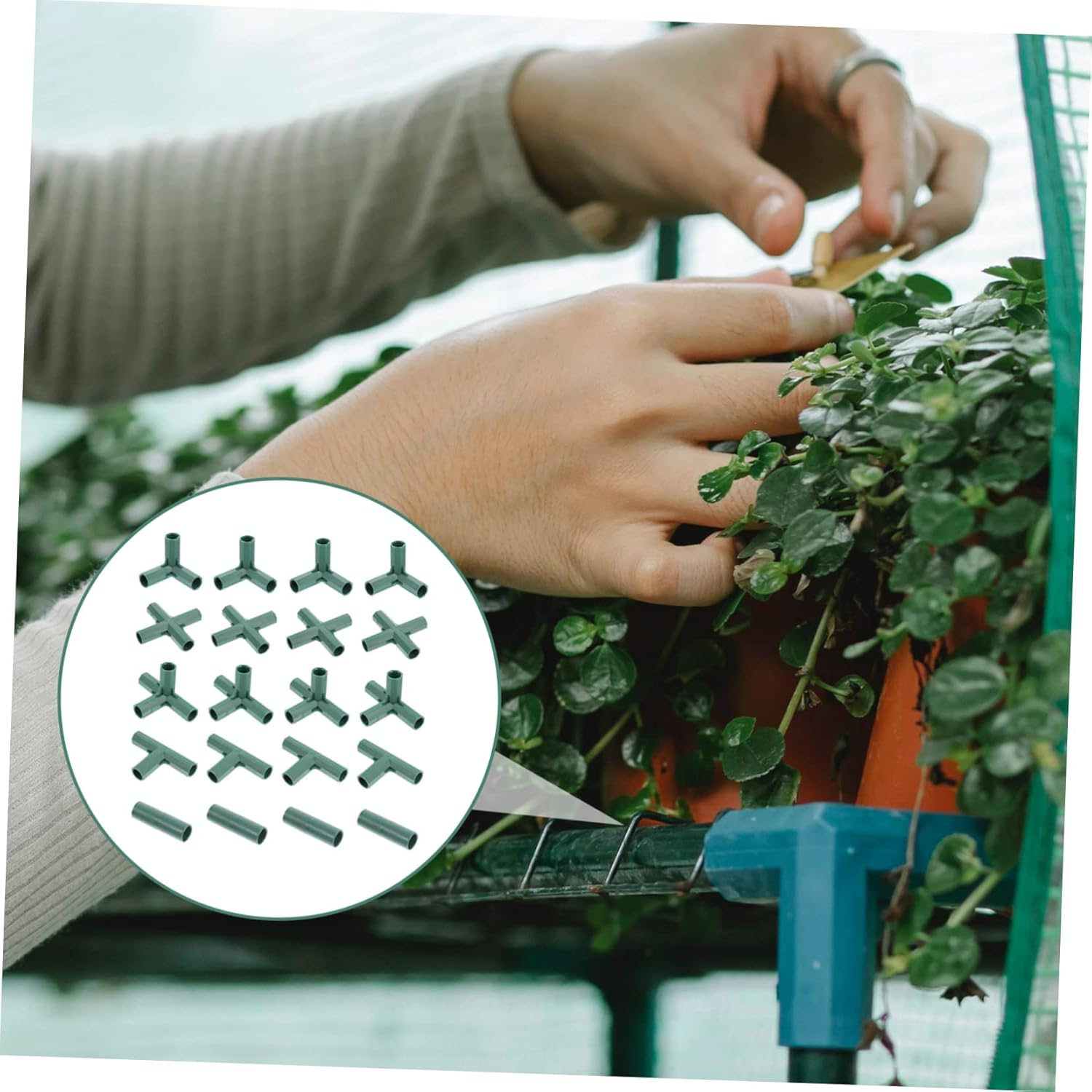 FONDOTIN 20Pcs Garden Pillar Connectors Tube Joints Kit 16Mm Plant Trellis Plastic Connectors Straight Tee Cross Fittings for Greenhouse Frame Support Gardening Supplies image number 2