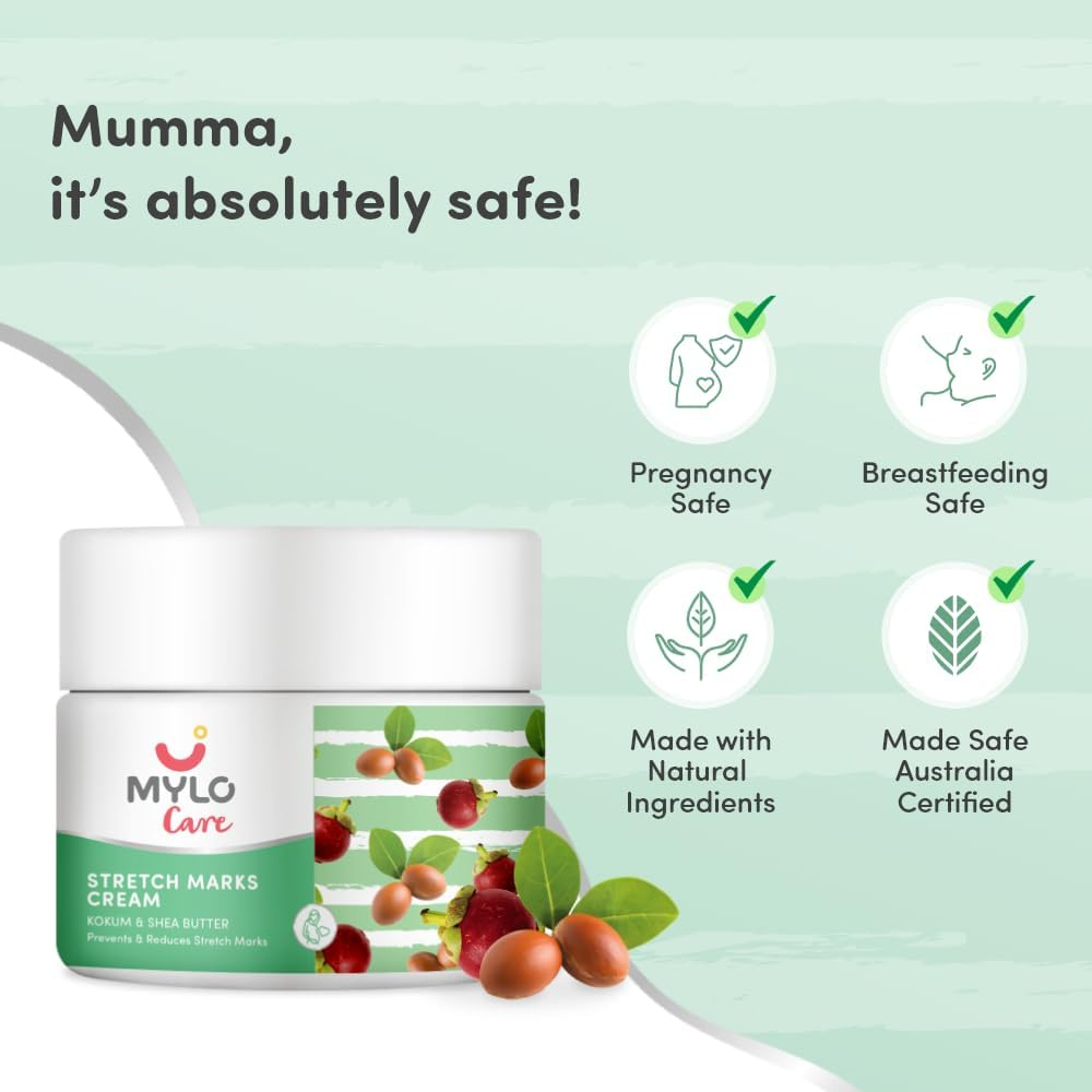 Mylo Care Stretch Marks Cream for Pregnancy (100 Ml) with the Goodness of Shea Butter, Saffron, Kokum Butter and Aloe Vera, Australia Certified Toxin Free, No Mineral Oils image number 1