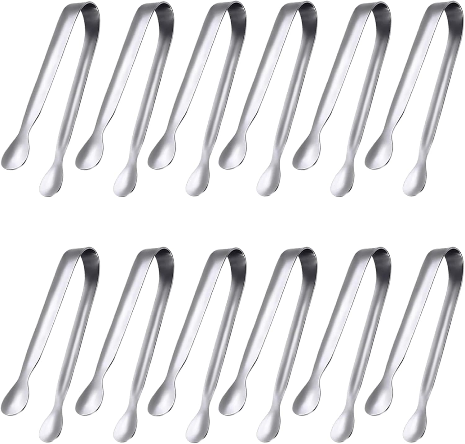 12 Pack 4" Mini Silver Stainless Steel Serving Tongs, Appetizer Tongs, Sugar Tongs, Tea Party, Coffee Bar, Catering, Charcuterie Board, Dishwasher Safe image number 5
