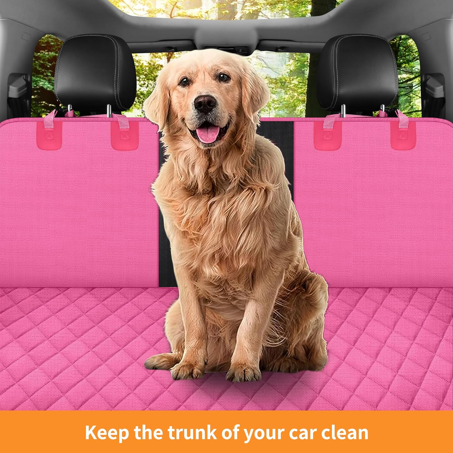 GXT Dog Back Seat Cover Protector for Cars SUV and Trucks with Mesh Window, Scratchproof Nonslip and Waterproof Material(Pink) image number 3