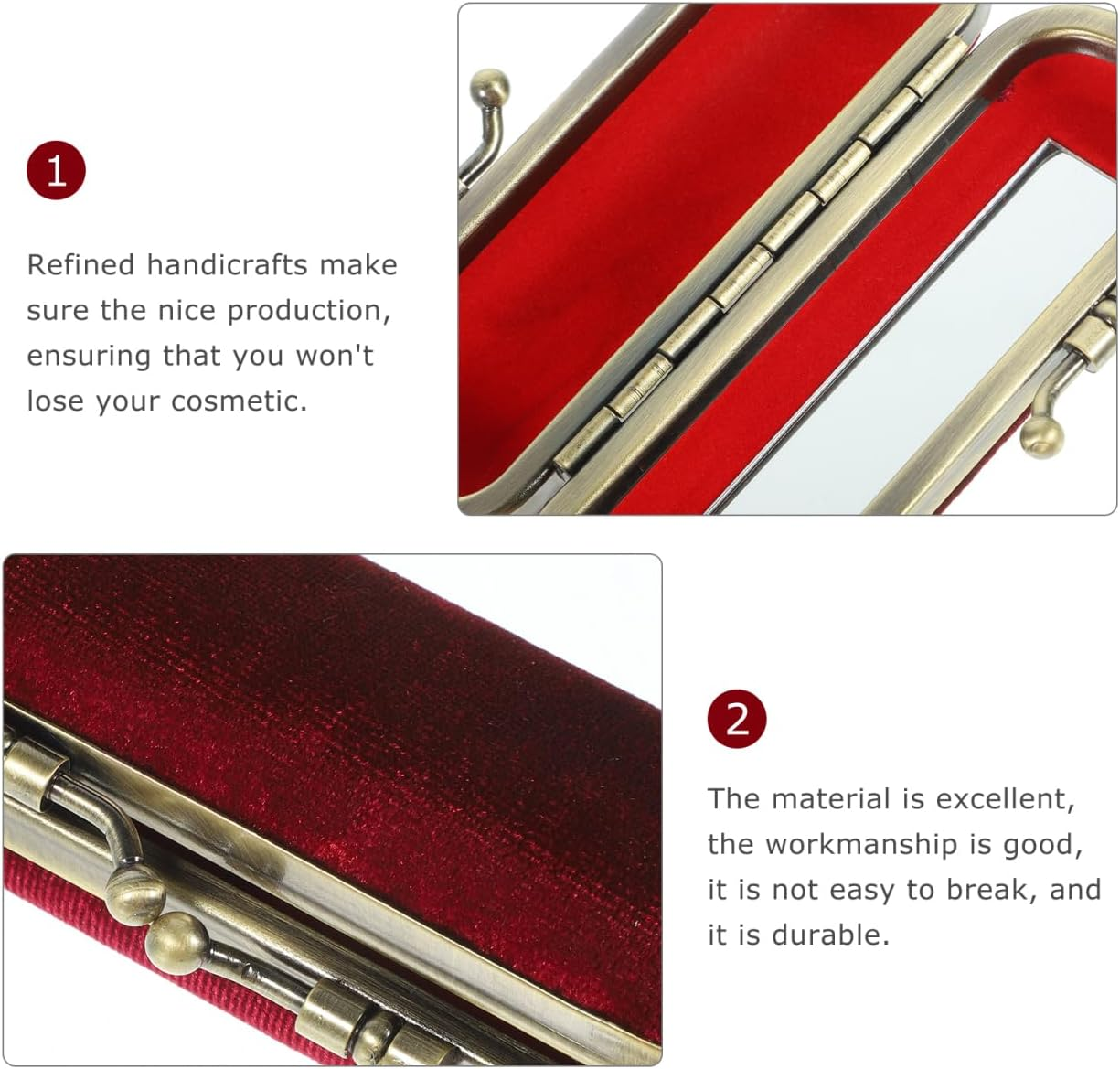 DOITOOL Ladies Lipstick Box Lipstick Case with Mirror Elegant Lipstick Organizer Vintage Lipstick Holder Ladies Vintage Purse Outdoor Travel Delicate Suitcase Flannel image number 2