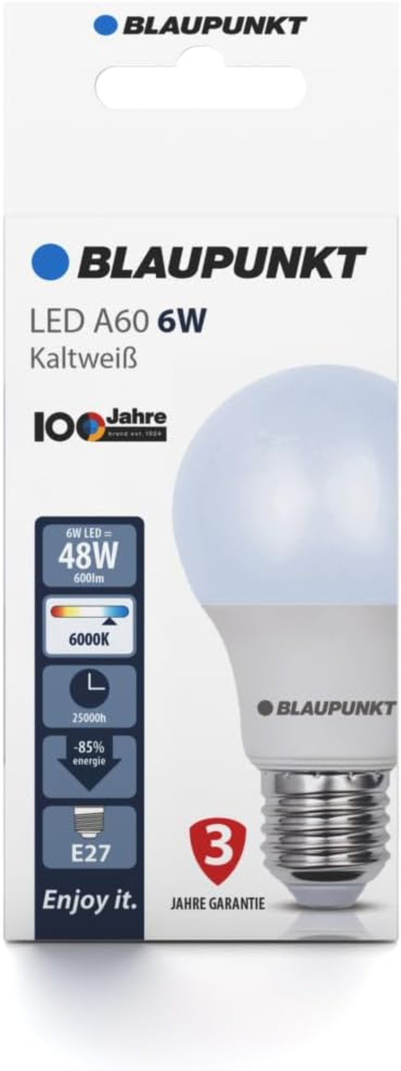 Blaupunkt LED Bulb Classic A60 LED Lamp, E27 Base Screw, 9W, Replaces 80W, Cool White 6000K, Cold Light, Non-Dimmable, 900 Lumen, Light Bulb, Indoor Outdoor, 1 Piece (Pack of 1) image number 4