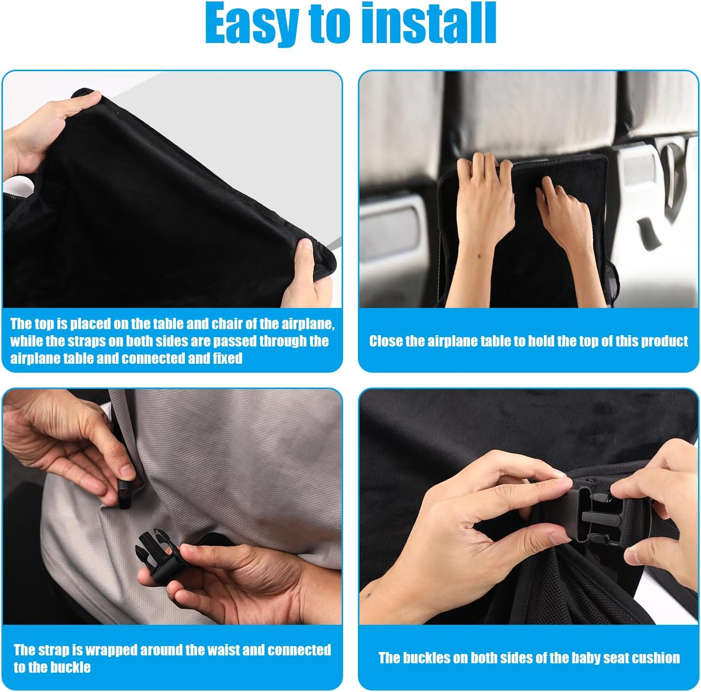 Airplane Footrest for Kids, Lightweight Foldable Toddler Airplane Bed Toddler Airplane Seat Extender Portable Children'S Airplane Footrest Travel Accessories image number 2