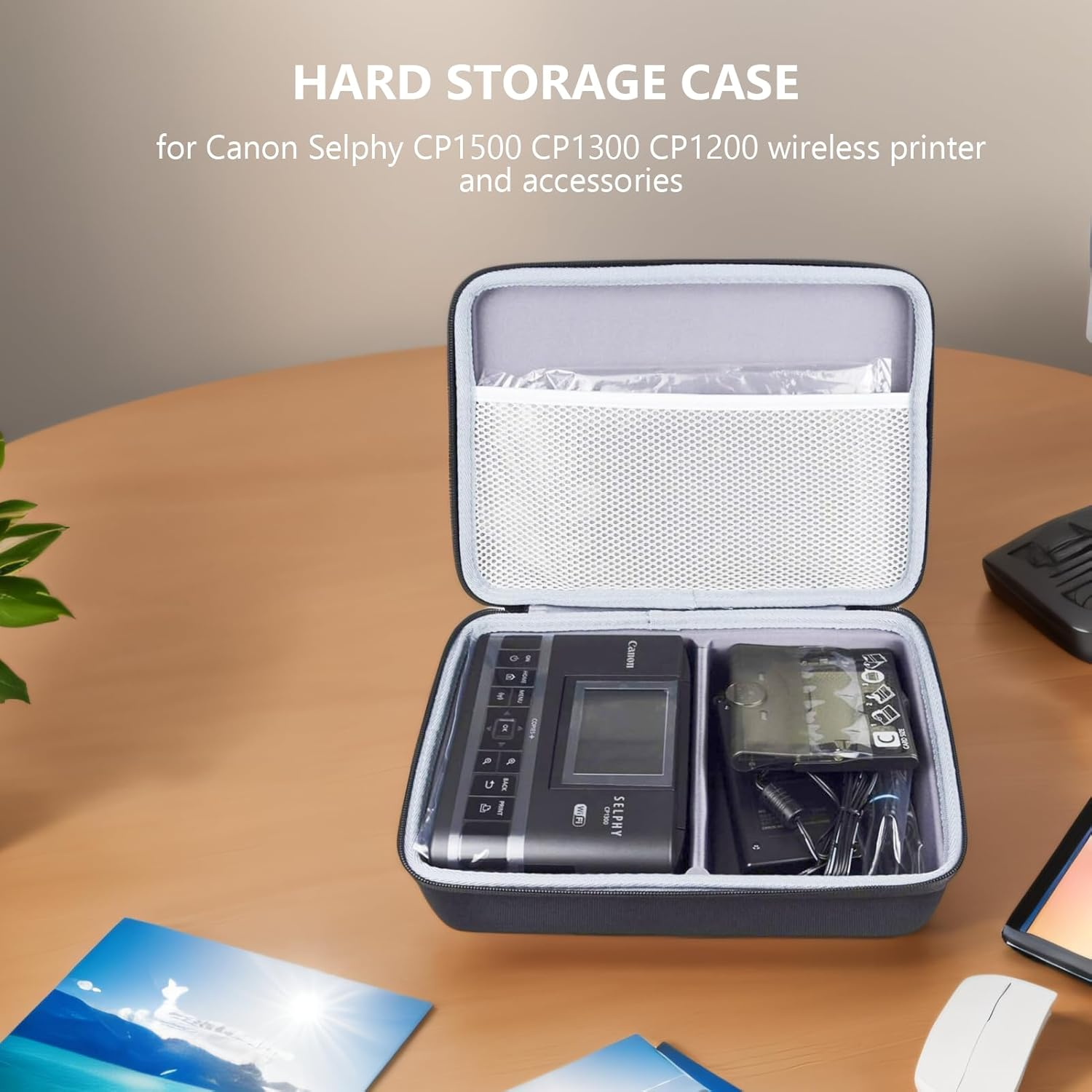 Hard Case for Selphy CP1500 CP1300 CP1200 Color Photo Printer, EVA Hard Shell Carrying Case, Protective Travel Case Storage Bag image number 3