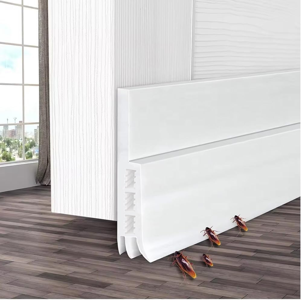 Door Draft Stopper under Door Draft Blocker Insulator Door Sweep Weather Stripping Noise Stopper Strong Adhesive, White image number 1