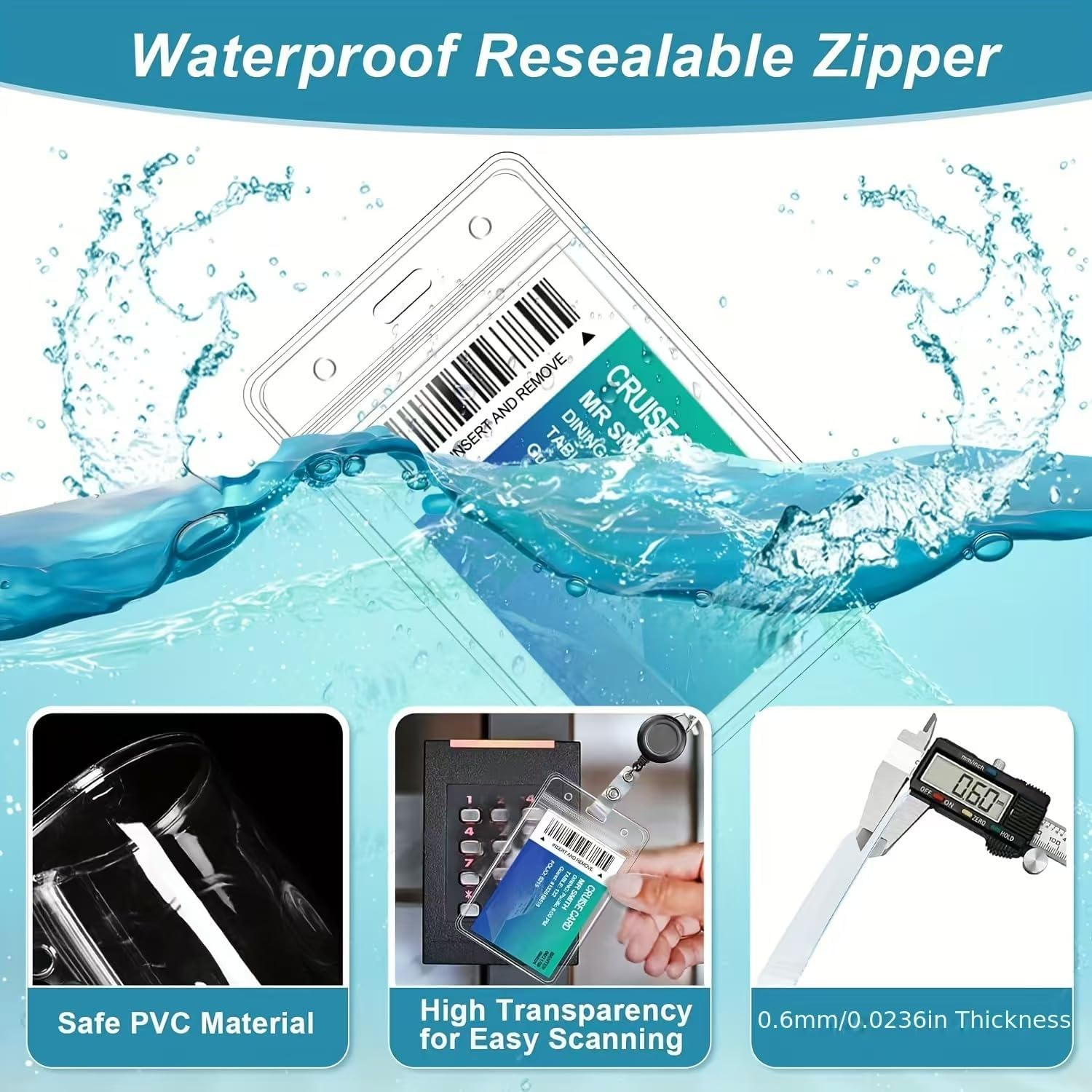 Aieve 2 Pack Retractable Id Badge Holder with Lanyard, Badge Clip Reel Vertical Quick Release and Safety，Retractable Badge Carabiner Reel Clip with Waterproof ID Cards Holders