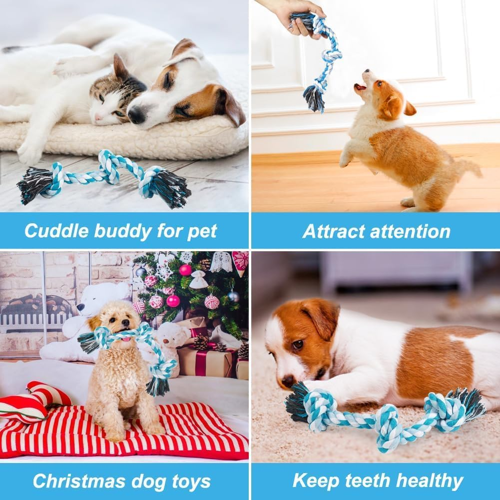 Dog Rope Toys, Durable Braided Cotton Pet Chew Rope Toys for Dog Cat Puppy Teeth Cleaning (Sky Blue, One Size) image number 5
