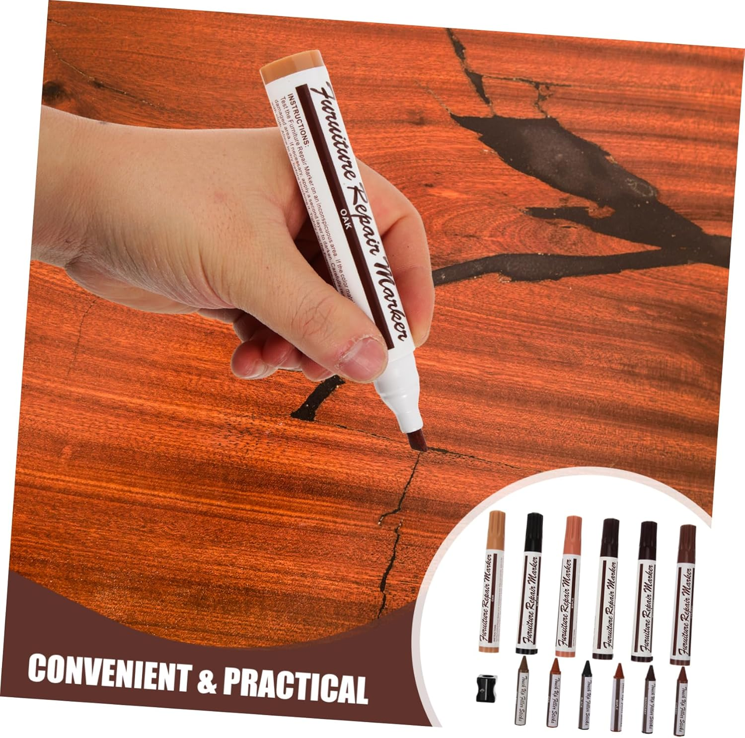 Outanaya Furniture Repair -Up Marker Wood Floor Scratch Repair Kit Home Supplies Wood Markers image number 5