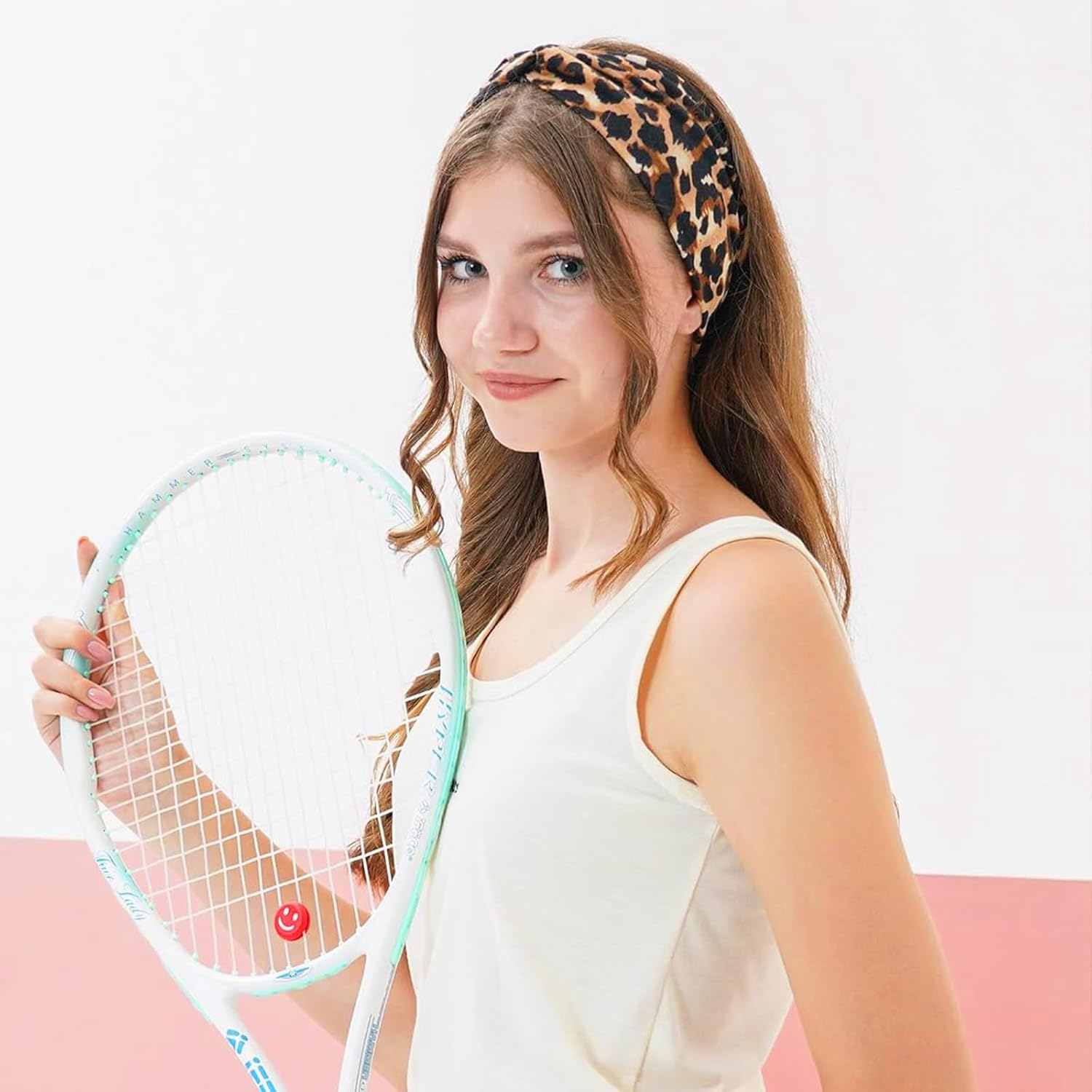 Nayyana 6 Pack Headbands for Women, Non-Slip Elastic Hair Bands, Yoga, Workout, Running, Sports, Sweat, Hair Wrap for Girls, Leopard Print and Plain Headband image number 4