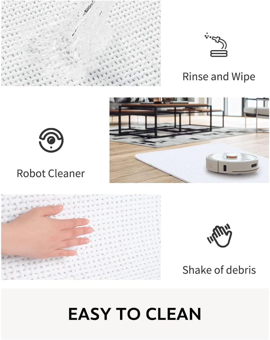 YUTA Chenille Bathroom Mat Rubber Backing Bathroom Rugs Non Slip-Super Absorbent Bath Mats for Bathroom Floor, Shower, Sink, Vanity, 60X90Cm White image number 3