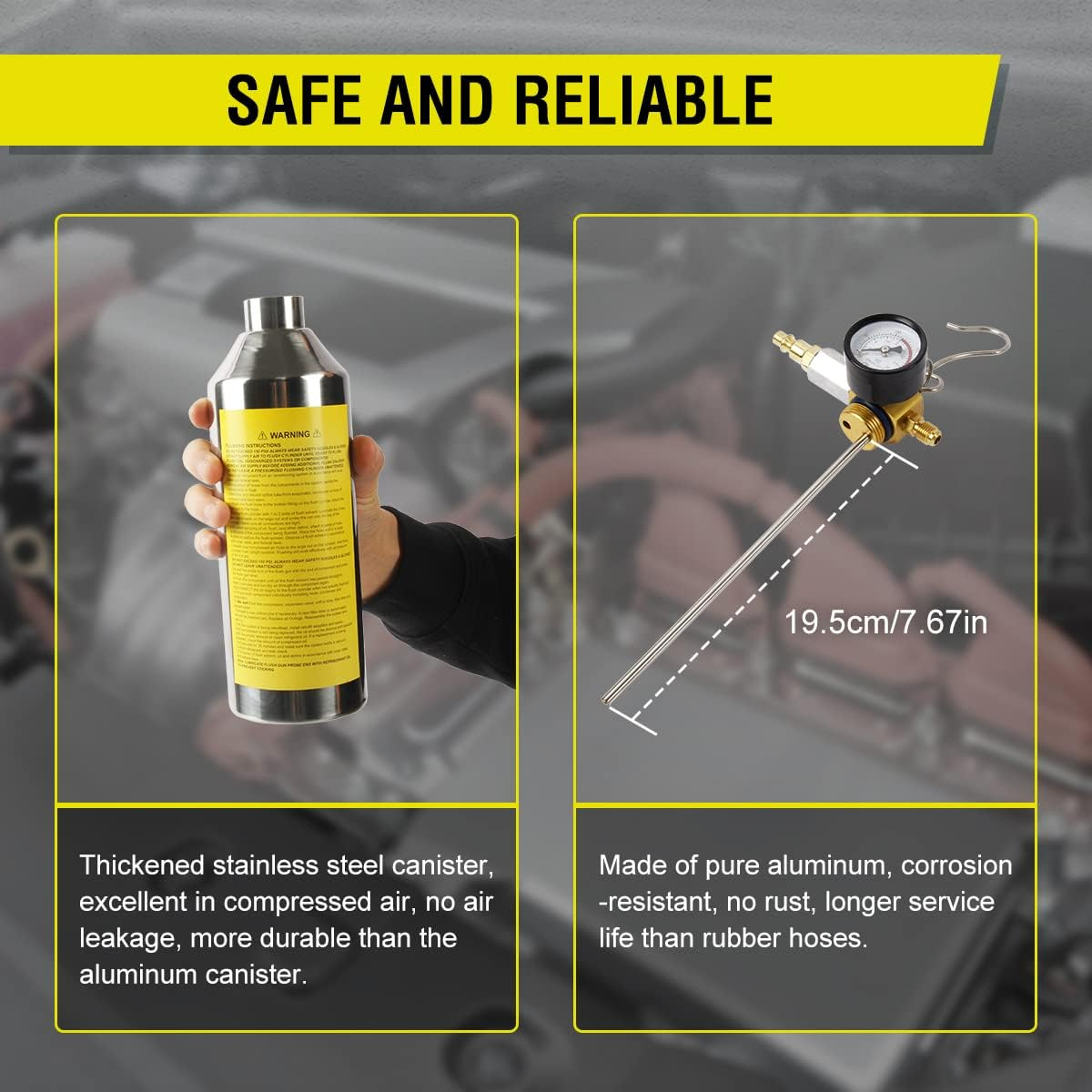 CMTOOL AC Flush Kit for House Car Auto AC Condenser Flushing Kit Automotive Home A/C Cleaning Kit HVAC AC Drain Line Flush Kit R134A R12 R22 R404 R410A AC Flushing Kit AC System Flush Kit Can Tool image number 1