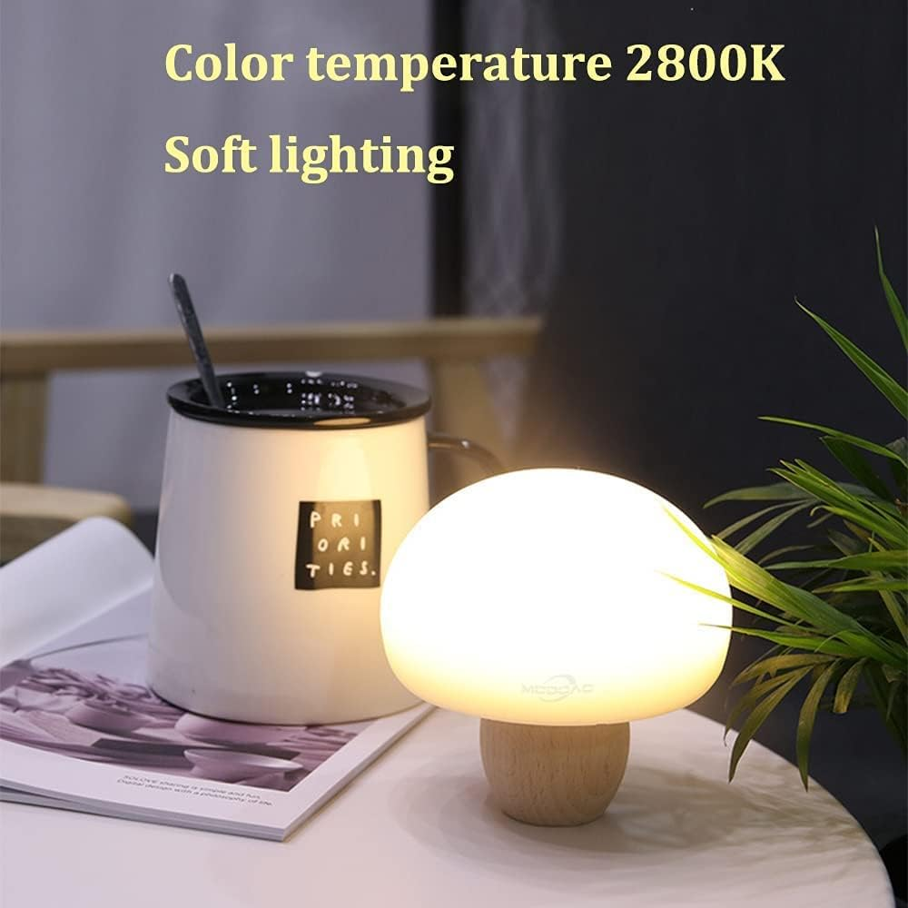 MODOAO LED Night Light Cute Mushroom Pat Light Silicone USB Night Lamp Magnetic Touch Sensor Atmosphere Lamp Bedroom Bedside Table Lamp image number 5