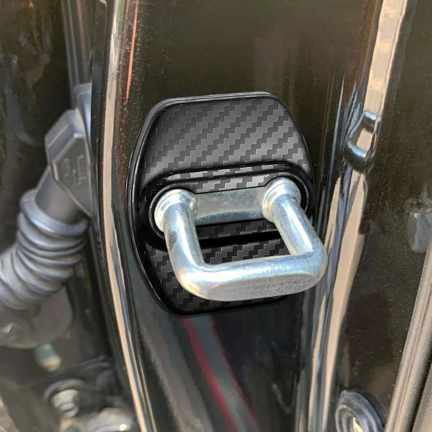 TOMALL 4Pcs Car Door Lock Latches Covers Compatible with Hyundai Sonata Elantra Santa Fe Palisade Tucson Veloster N Genesis Kona/Kona EV Azera Ioniq Stainless Steel Exterior Accessories (Carbon Fiber) image number 6