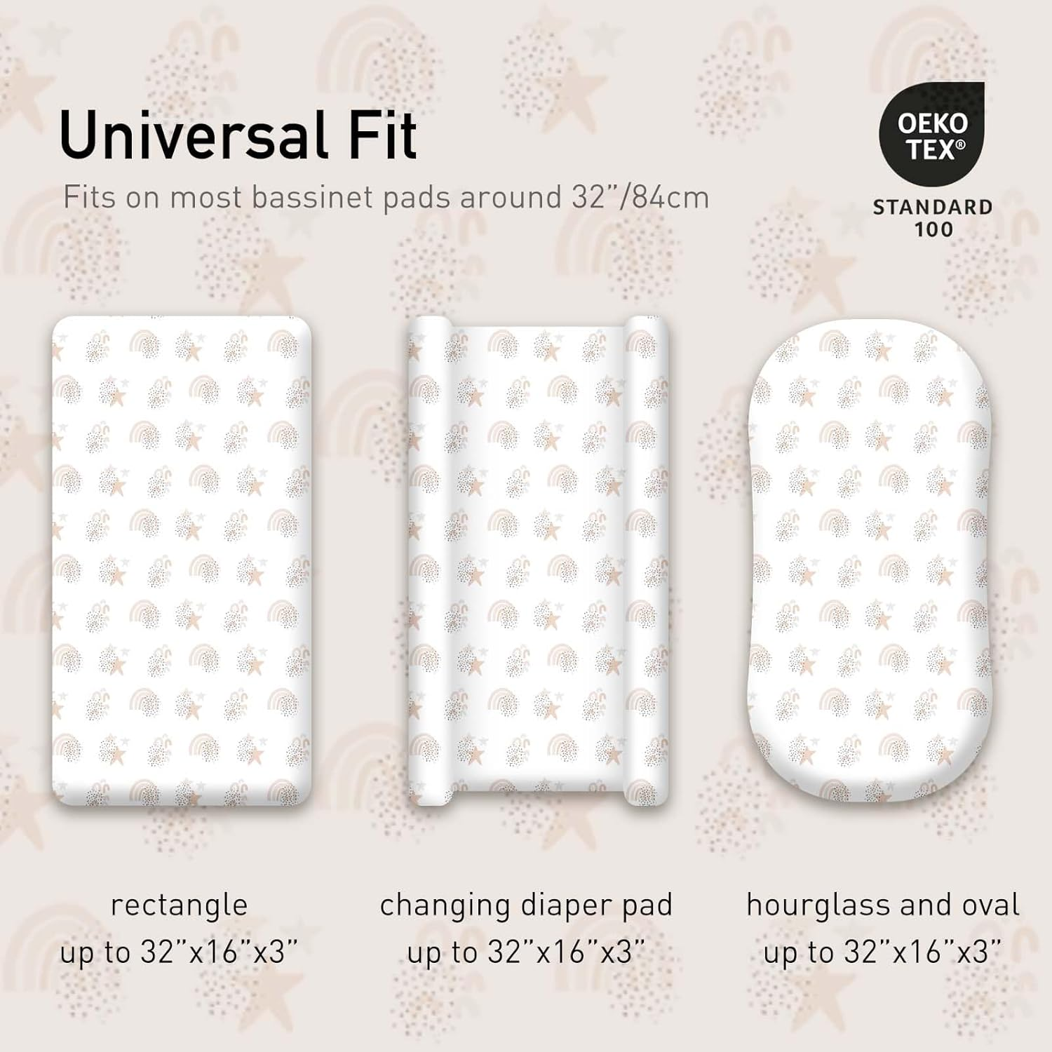 Gllquen Baby Bassinet Sheets 4 Pack, Breathable Cozy Fitted Mattress Sheet, Elastic Travel Crib Fashionable Floral Pattern, Standard Cradle Safe Sheets for Baby Boy Girls 32"X16"(Rainbow) - Deer  Rose image number 3