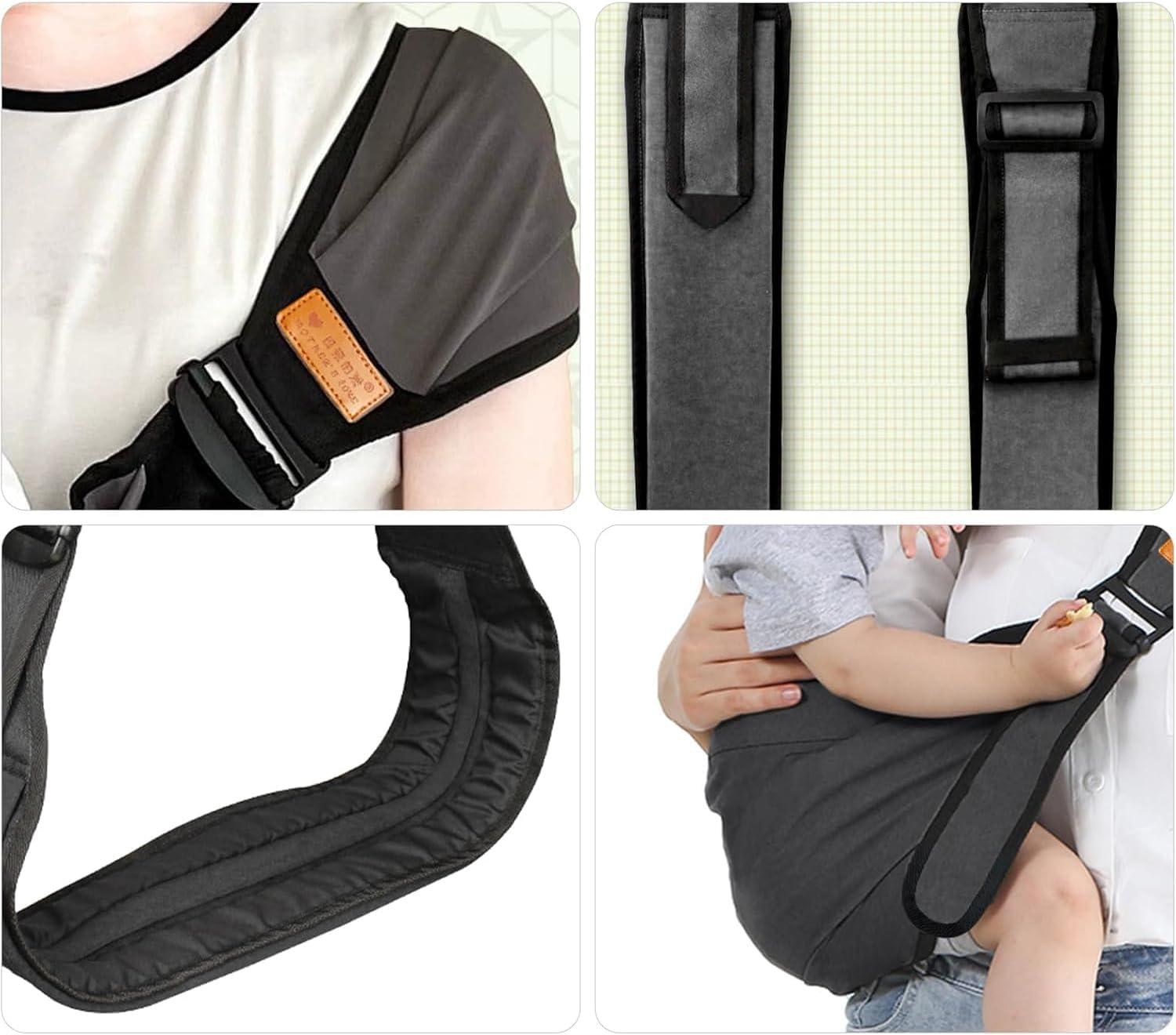 Baby Carrier Baby Holder Carrier with Adjustable Comfortable Shoulder Straps Mom Cozy Baby Carrier for Newborn Infant Toddler (Black) image number 3