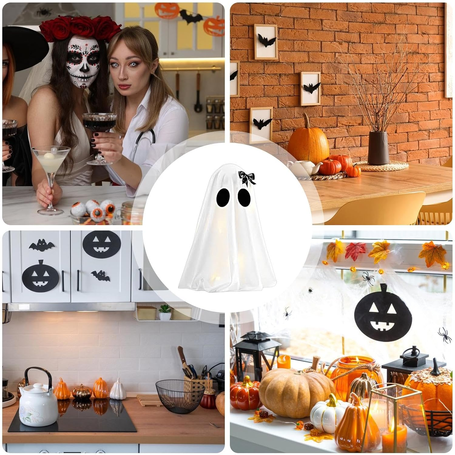Ghost Light - Tabletop Light up Ghost,Battery Operated LED Lamp Scary for Mantel Tabletop Halloween Party Home Decoration image number 2