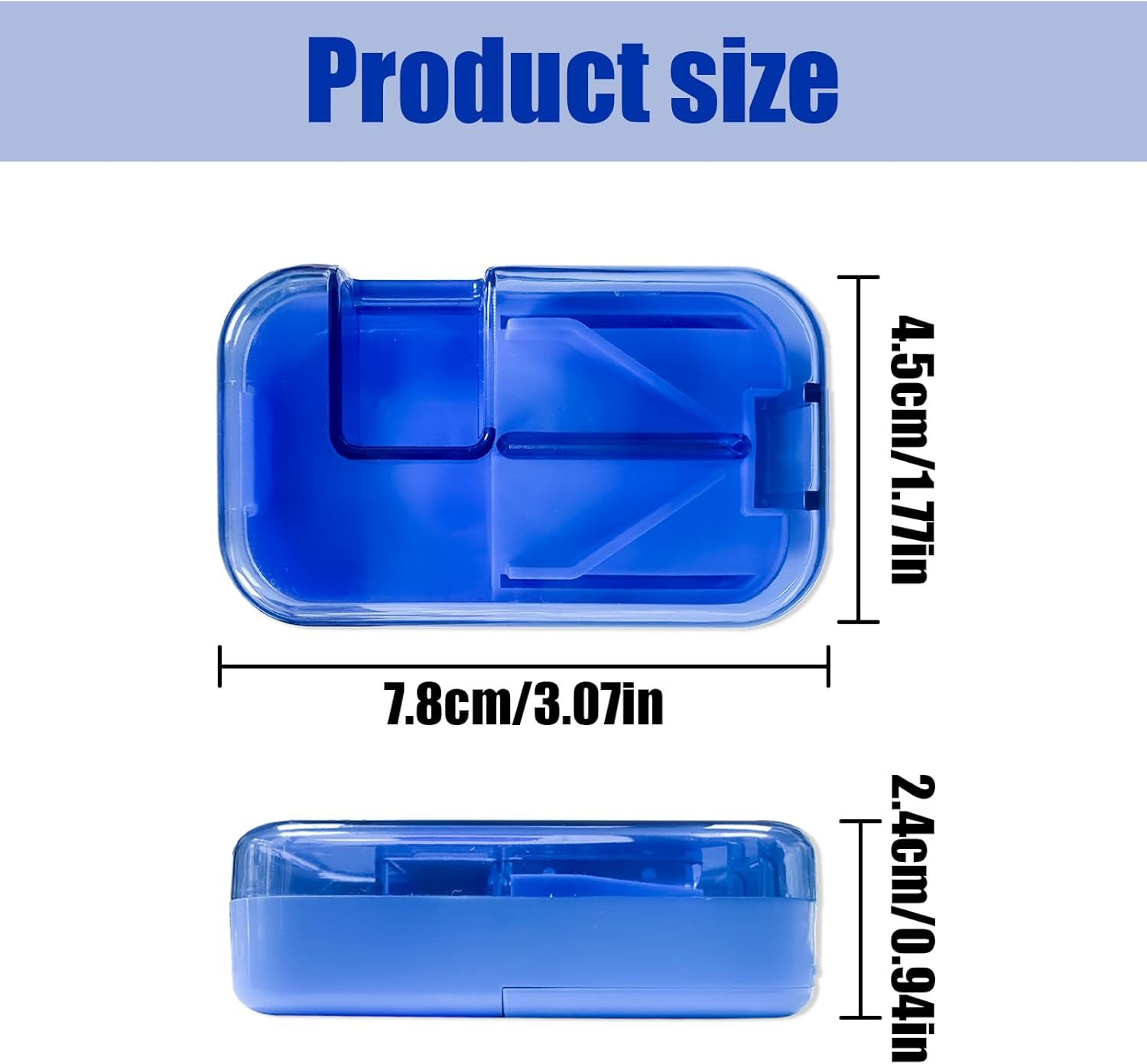 Pill Splitter, Portable Pill Box with Splitter for Cutting Small Pills or Large Pills (7.9 X 4.3 X 2.3Cm)