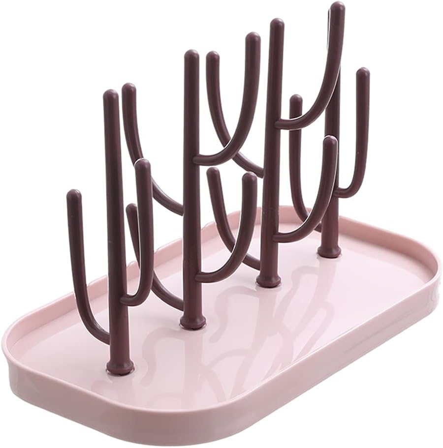Perfeclan Water Bottle Drying Rack Holder with Tray Cactus Multifunctional, Pink image number 6
