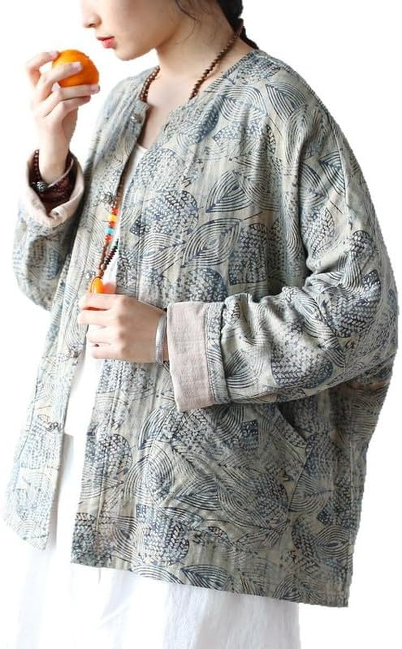 Women'S Vintage Batwing Sleeve Cotton Ethnic Loose Fit round Neck Long Sleeve Spring Tops image number 6