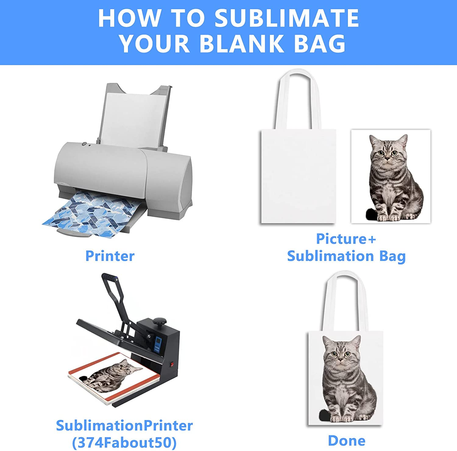 8 Pieces Craft Canvas Bag Sublimation Polyester Screen Printing Blank Canvas Tote Bag Reusable Grocery Bags Durable Bag for Creative DIY Funs, Crafting and Embroidering（Creamy White） image number 6