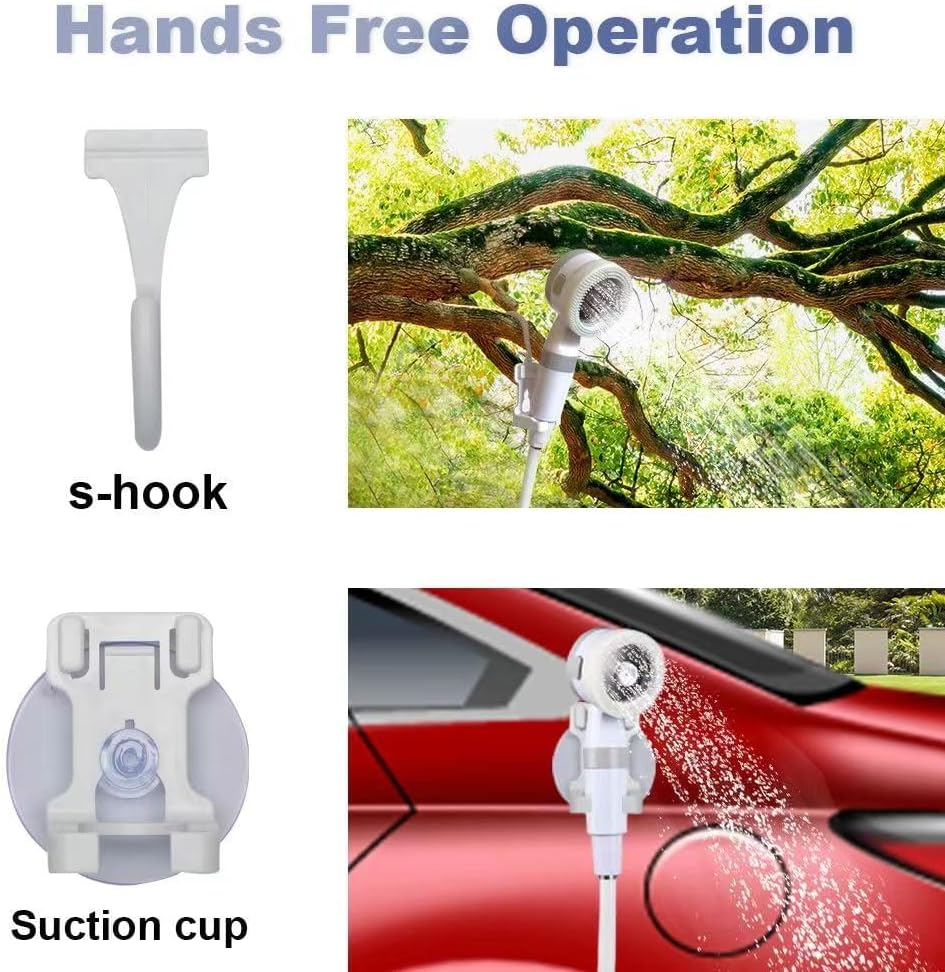 Portable Camping Shower Pump, Rechargeable Outdoor Shower Head Sprayer, Pumps Water from Bucket. Experience Refreshment Anywhere, Perfect for Camping, Hiking, Travel, Car Washing & Pet Cleaning