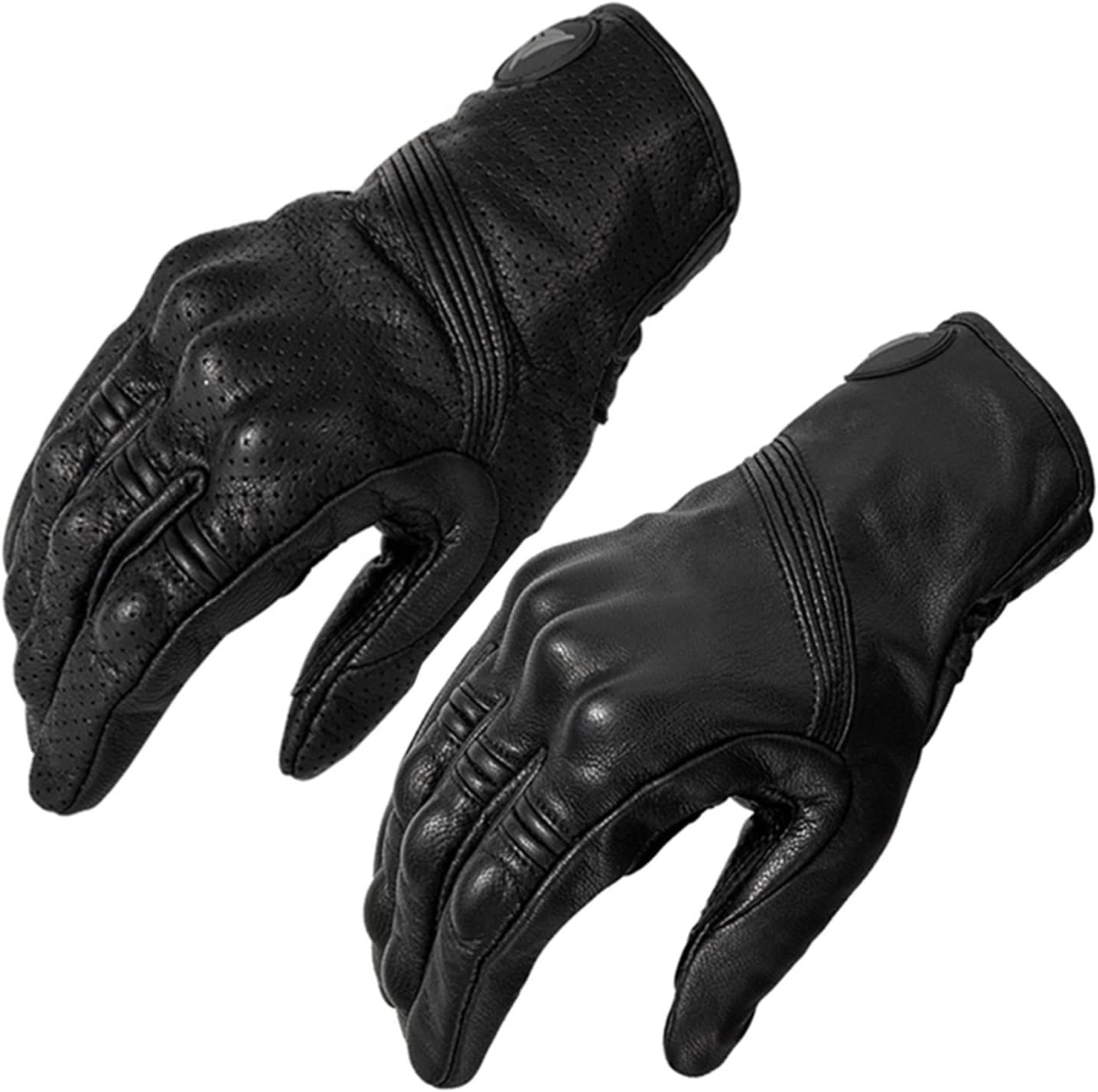KANGYEBAIHUODIAN Motorcycle Gloves Mens Motocross Cycling Long Warm Retro Leather Full Finger for Racing Spring Classic Touch Screen Cool (Color : Non Perforated, Size : M) image number 4