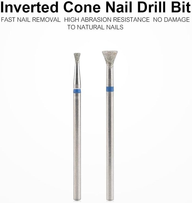 KADS Cuticle Nail Drill Bits Cuticle Bit for Nail Drill Diamond Drill Bits 3/32&rdquo; Professional Safety Cuticle Clean Drill for Electric Remove Cuticle Dead Skin (47D-M, Inverted Cone Shape) image number 2