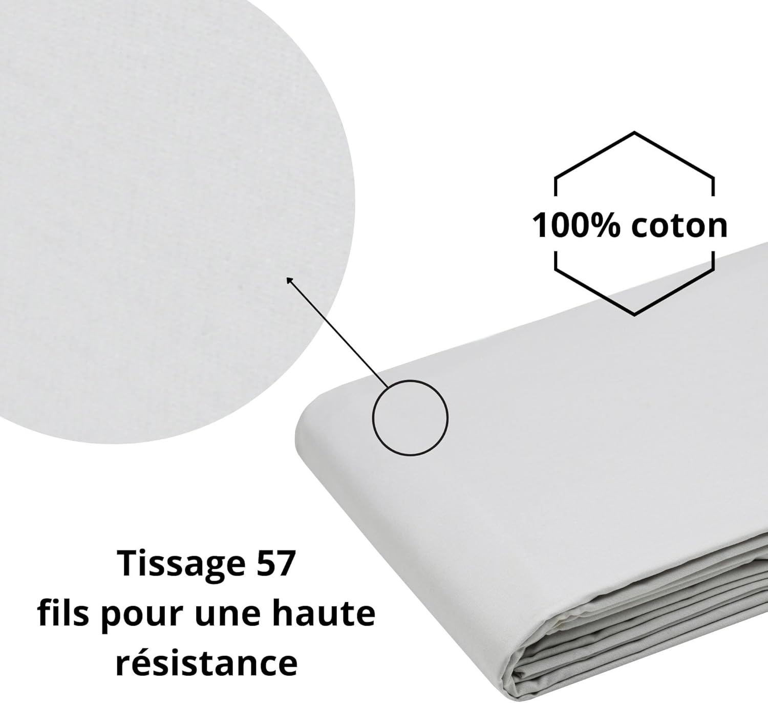 STOF - Flat Sheet - Size 180 X 290 Cm - Quality Cotton Percale - 100% Oeko-Tex Cotton - Linen Colour - Elys&eacute;e Model - Bed Linen for Home - Soft and Comfortable image number 3