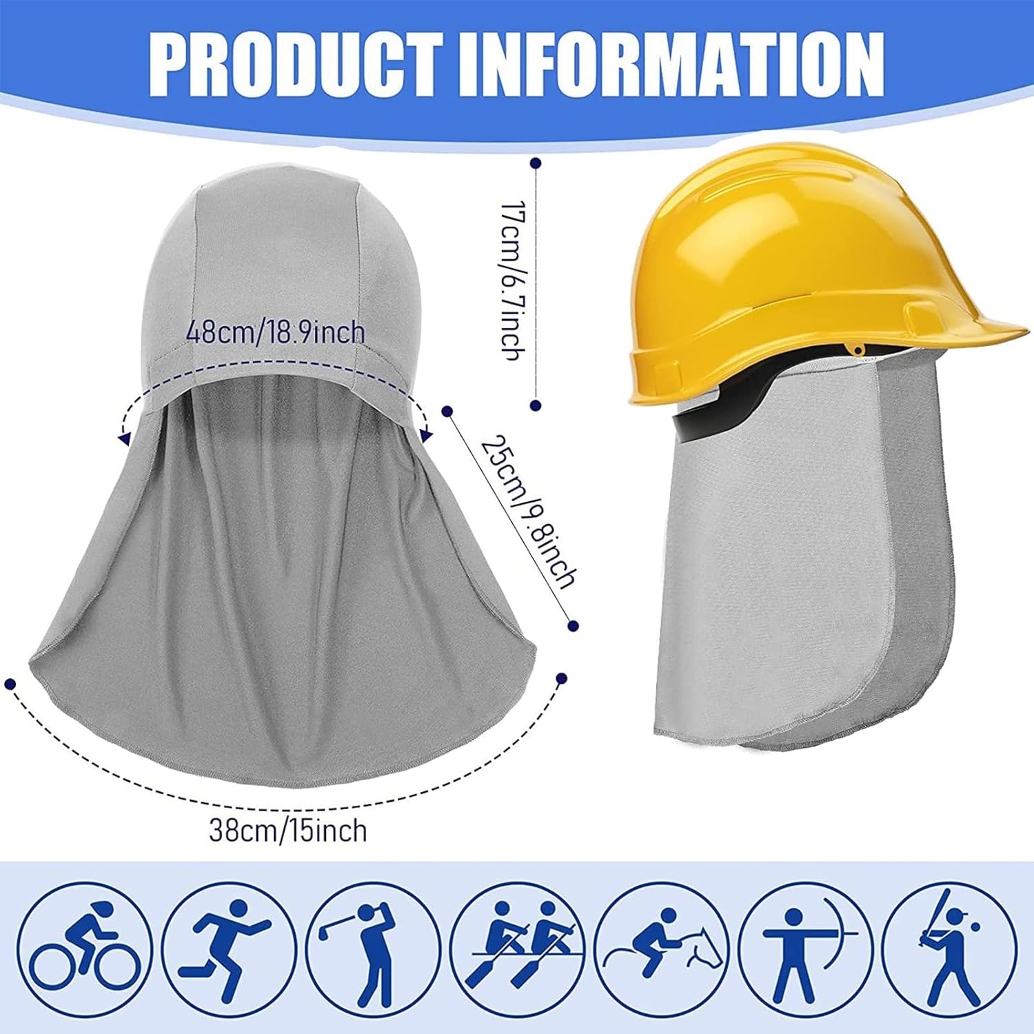 MYTOAU 3 Pieces Helmet Liner with Neck Mask, Cooling Skull Cap Sun Shade Sweat Wicking Protector for Cycling Running Fishing Riding (Black/White/Orange) image number 2