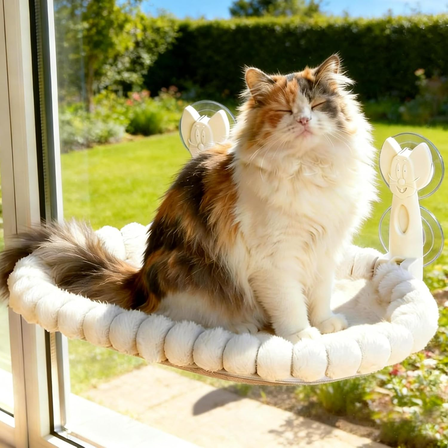 Euqvunn Cordless Cat Window Bed - 33LBS Weight Capacity with Dual-Side Washable Cushion, Foldable Cat Hammock for Indoor Cats, Ideal for Sunbathing, Napping & Bird Watching image number 4