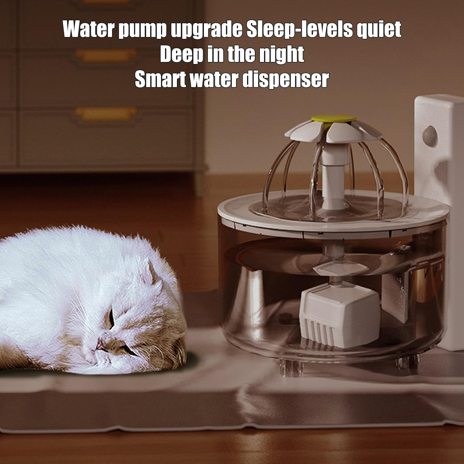 53Oz/1.5L Wireless Pet Water Fountain - Quiet Cat Water Dispenser | Large Capacity Auto-Flow Feeder for Indoor Cats, Small Dogs, Puppies, Filtered Circulation & No-Wire Safe Design 5.91X7.09In image number 3