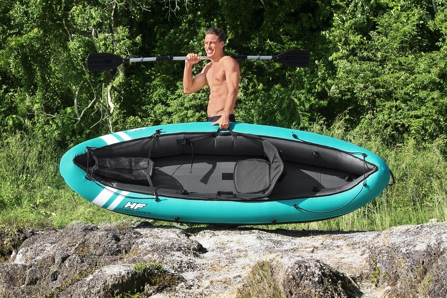 Bestway Hydroforce Ventura Kayak 2 Persons Set, Inflatable Boat Set with Hand Pump, Paddle and Storage Bag image number 6