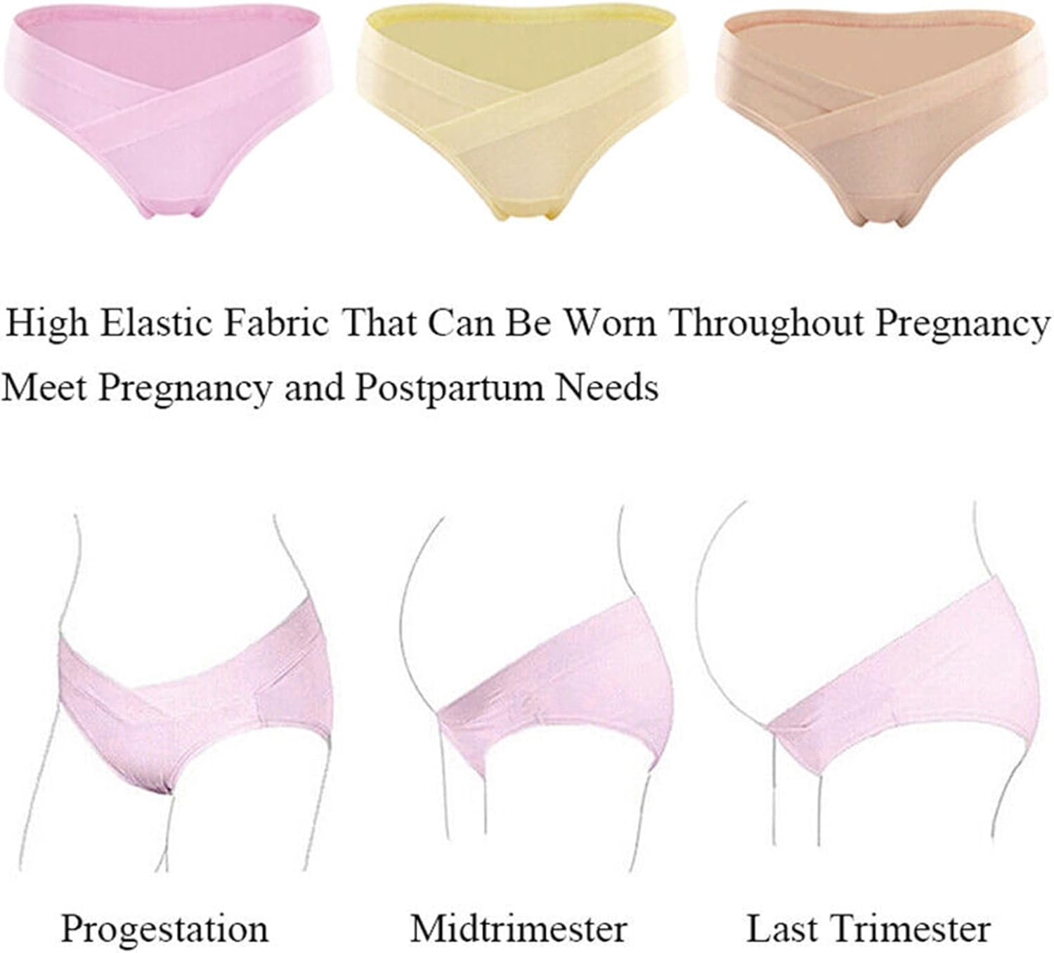 10-Pack Women'S Cotton Maternity Panties under the Bump Hipsters Low Waist Pregnancy Briefs U-Shape image number 6