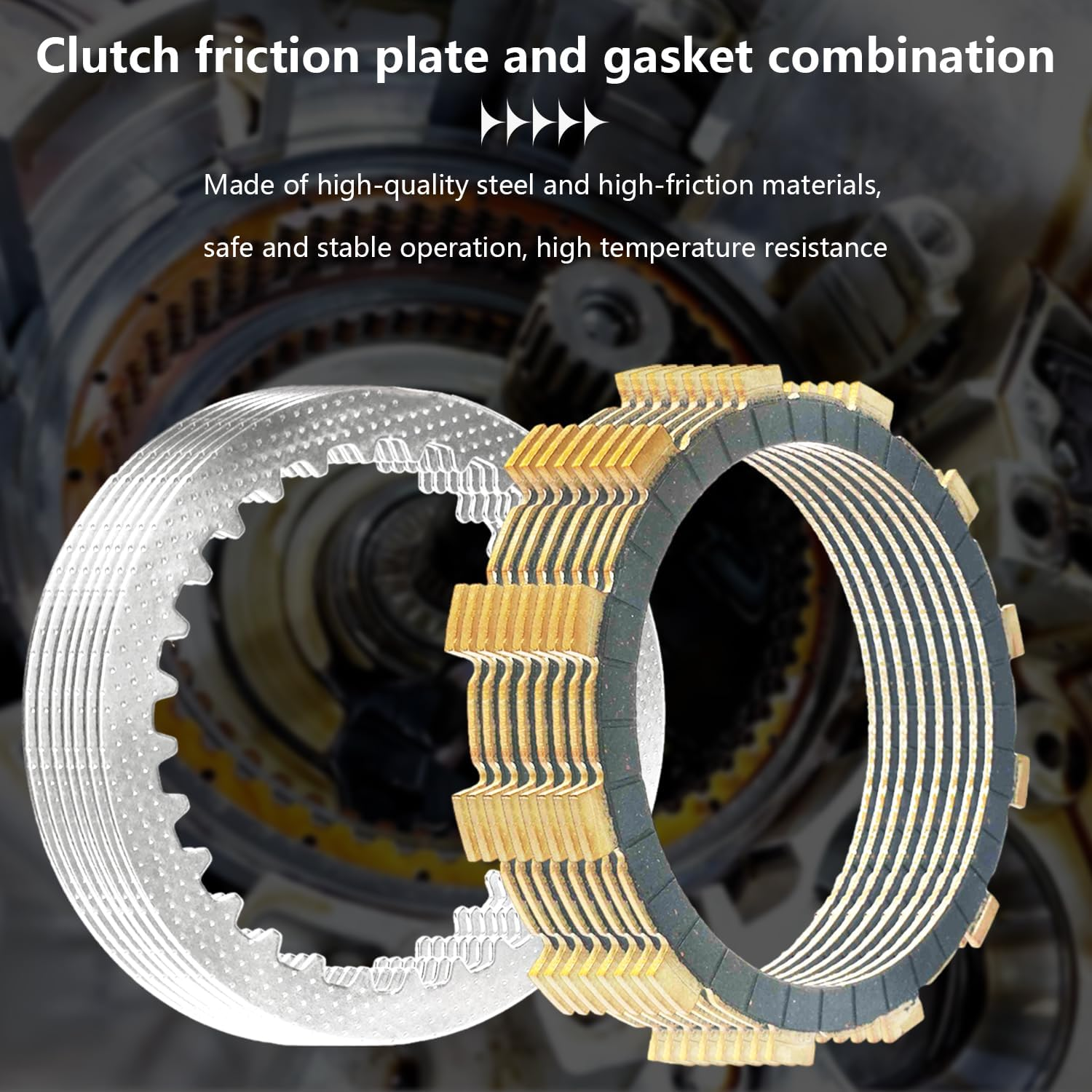 Extra Plate Friction Steel Clutch Kit & Gasket Kit Compatible with Vulcan 800 VN800B VN800E VN800A Vulcan 900 VN900C VN900B VN900D 1995-2006 image number 2