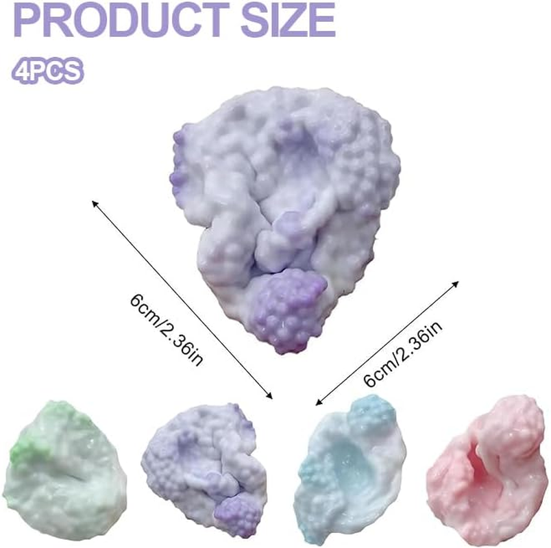4Pack Stress Relief Squish Balls, Shapeable Vacuum Sensory , Grape Design, Soft Flexible Squeeze Balls image number 3