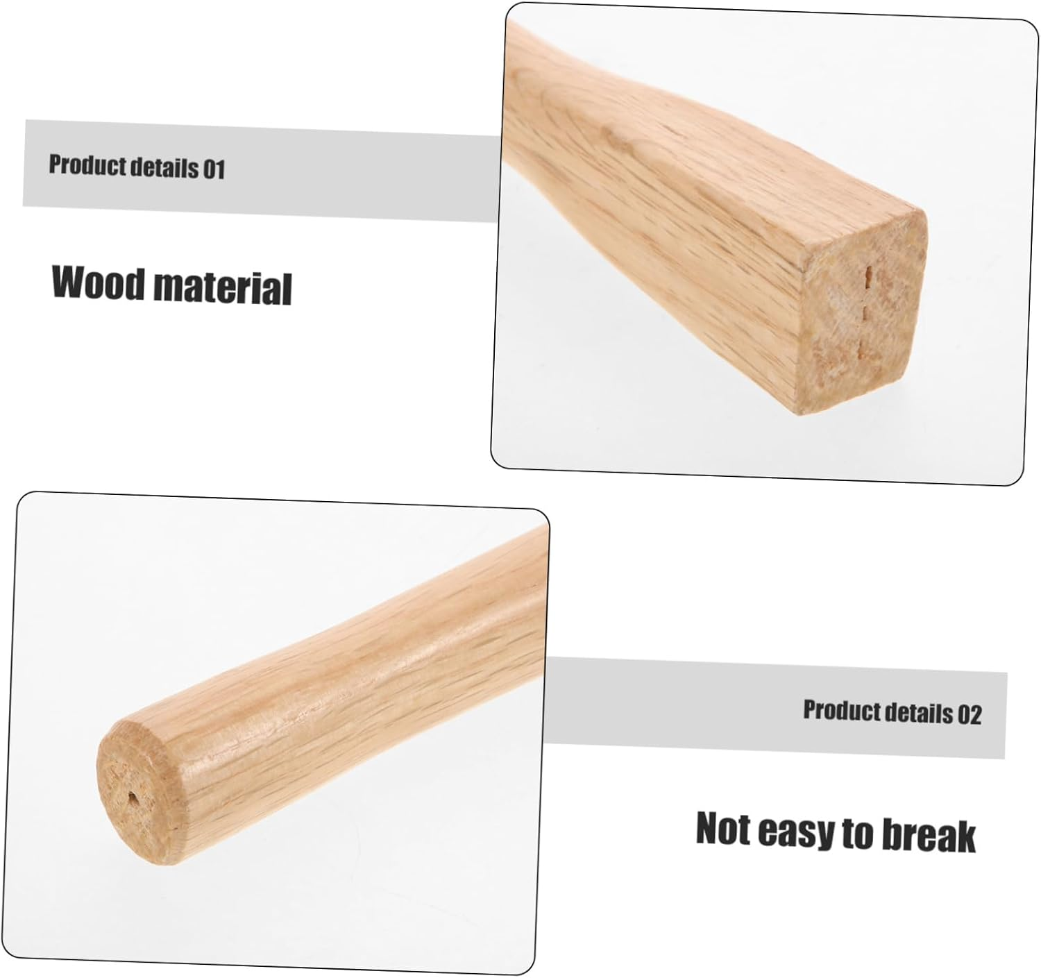 PHENOFICE Garden Hoe Wood Handle Replacement 36Cm Sturdy Oak Wood Handle for Hoe Tool Gardening Work Practical Garden Supply Accessory image number 2